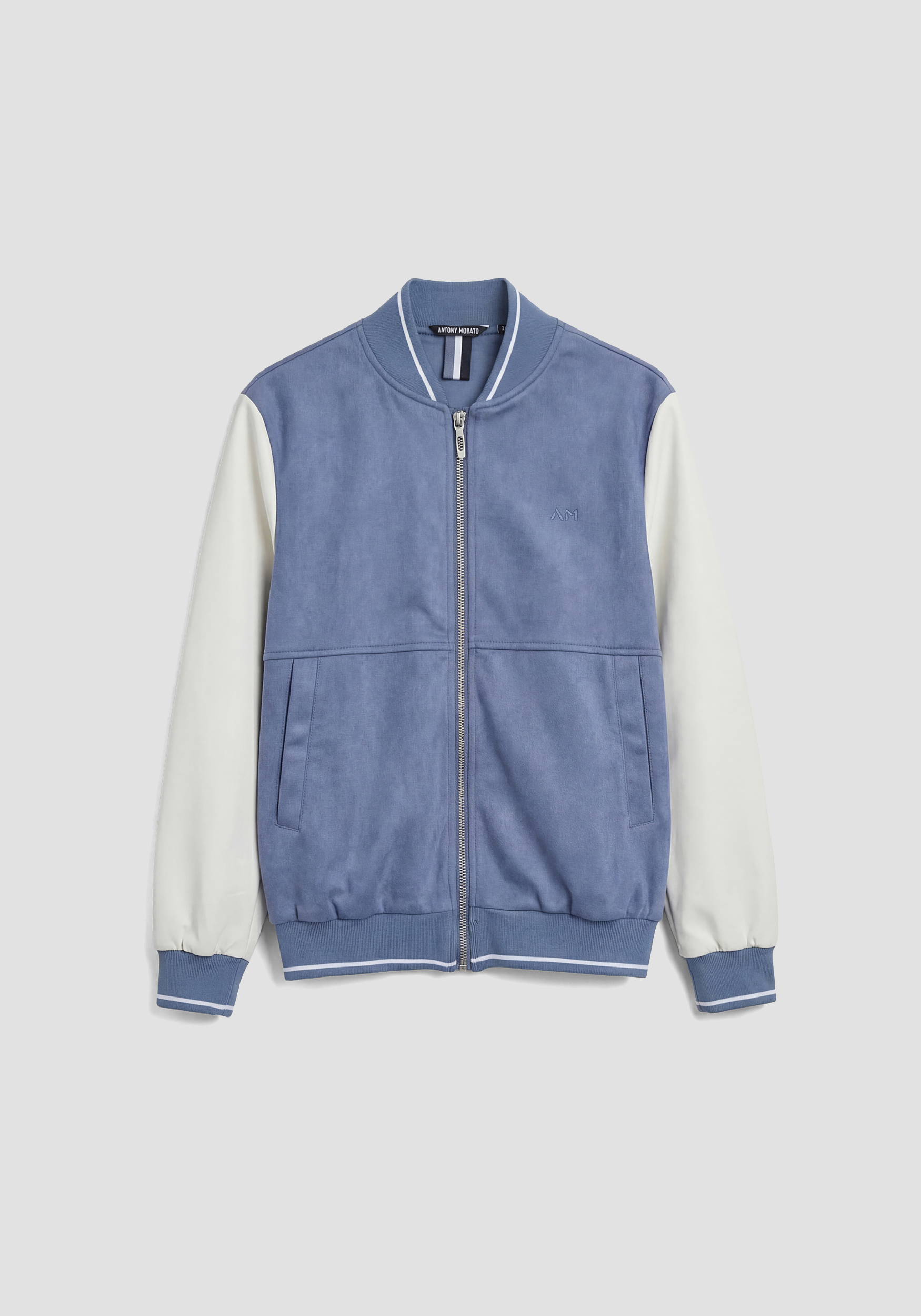 SUDADERA CON CREMALLERA REGULAR FIT EN IMITACIÓN DE GAMUZA Y MANGAS EN IMITACIÓN DE PIEL