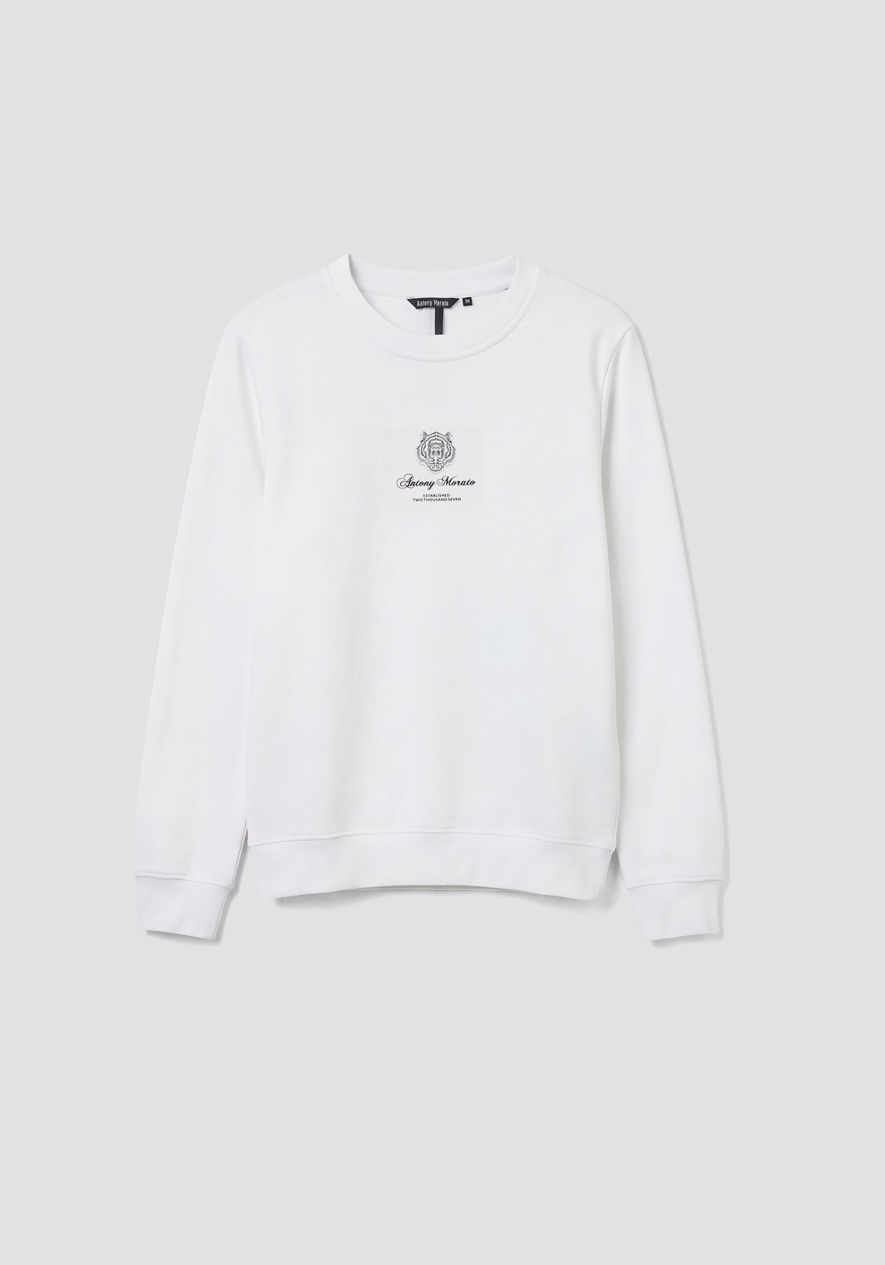 SUDADERA CON CUELLO REDONDO Y CORTE REGULAR EN MEZCLA DE ALGODÓN INTERLOCK CON ESTAMPADO