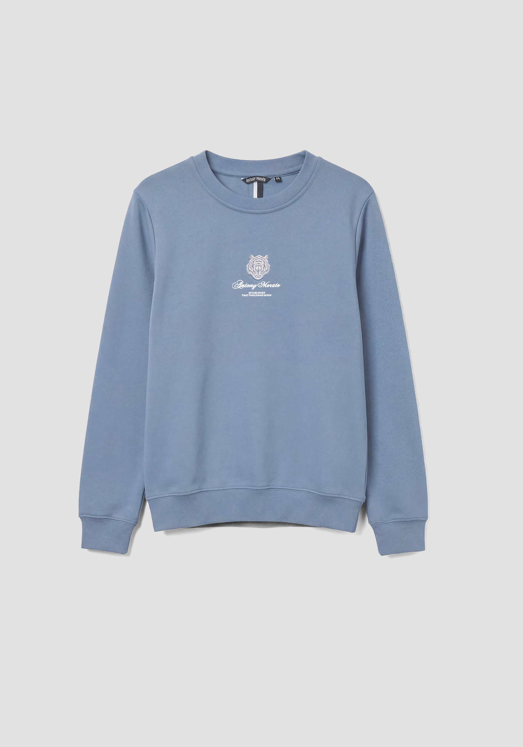 SUDADERA CON CUELLO REDONDO Y CORTE REGULAR EN MEZCLA DE ALGODÓN INTERLOCK CON ESTAMPADO