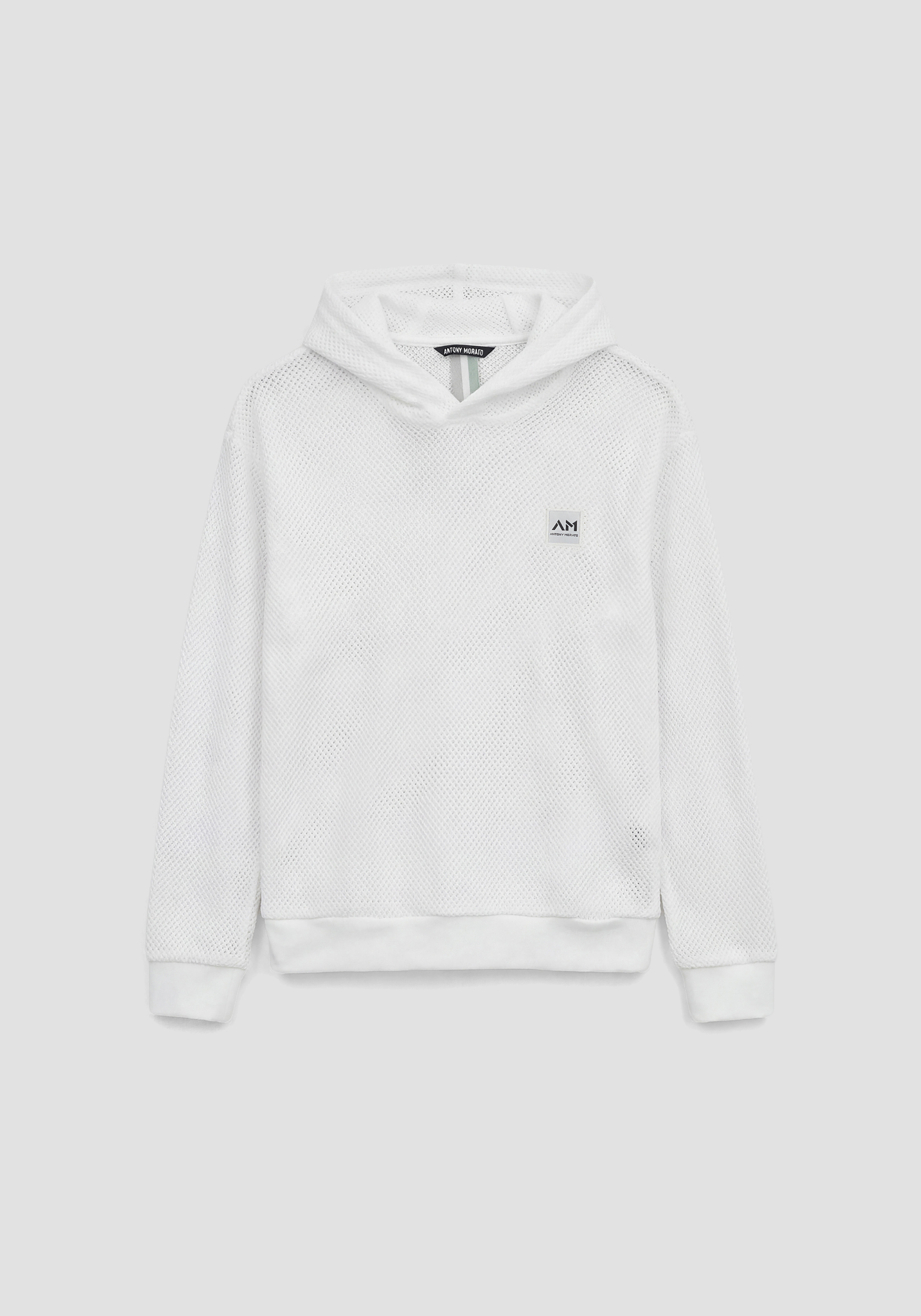 SUDADERA CON CAPUCHA Y CORTE RELAXED EN MALLA DE ALGODÓN