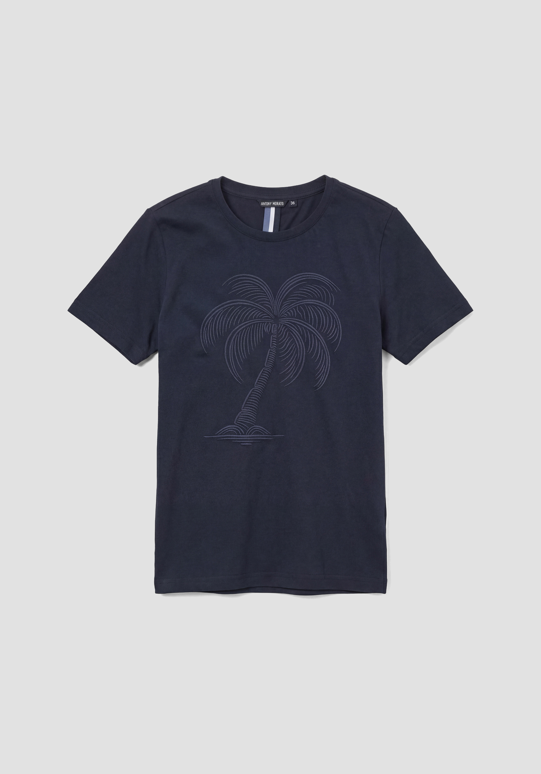 CAMISETA DE CORTE REGULAR DE JERSEY DE ALGODÓN CON ESTAMPADO DE PALMA