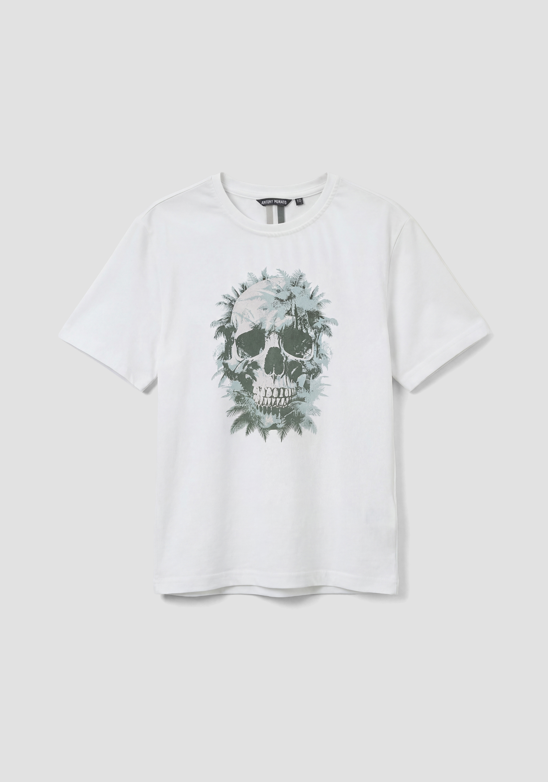 CAMISETA DE CORTE REGULAR EN JERSEY DE ALGODÓN CON ESTAMPADO DE CALAVERA