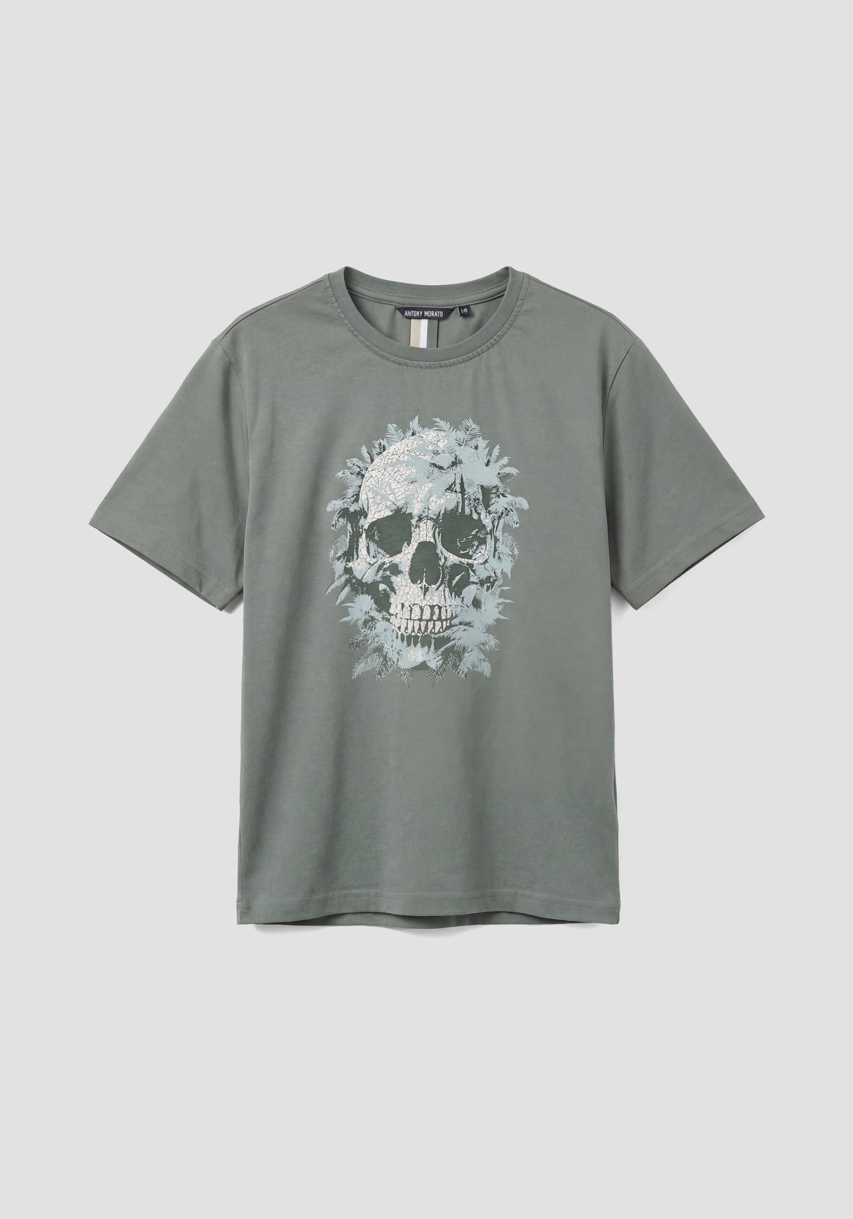 CAMISETA DE CORTE REGULAR EN JERSEY DE ALGODÓN CON ESTAMPADO DE CALAVERA