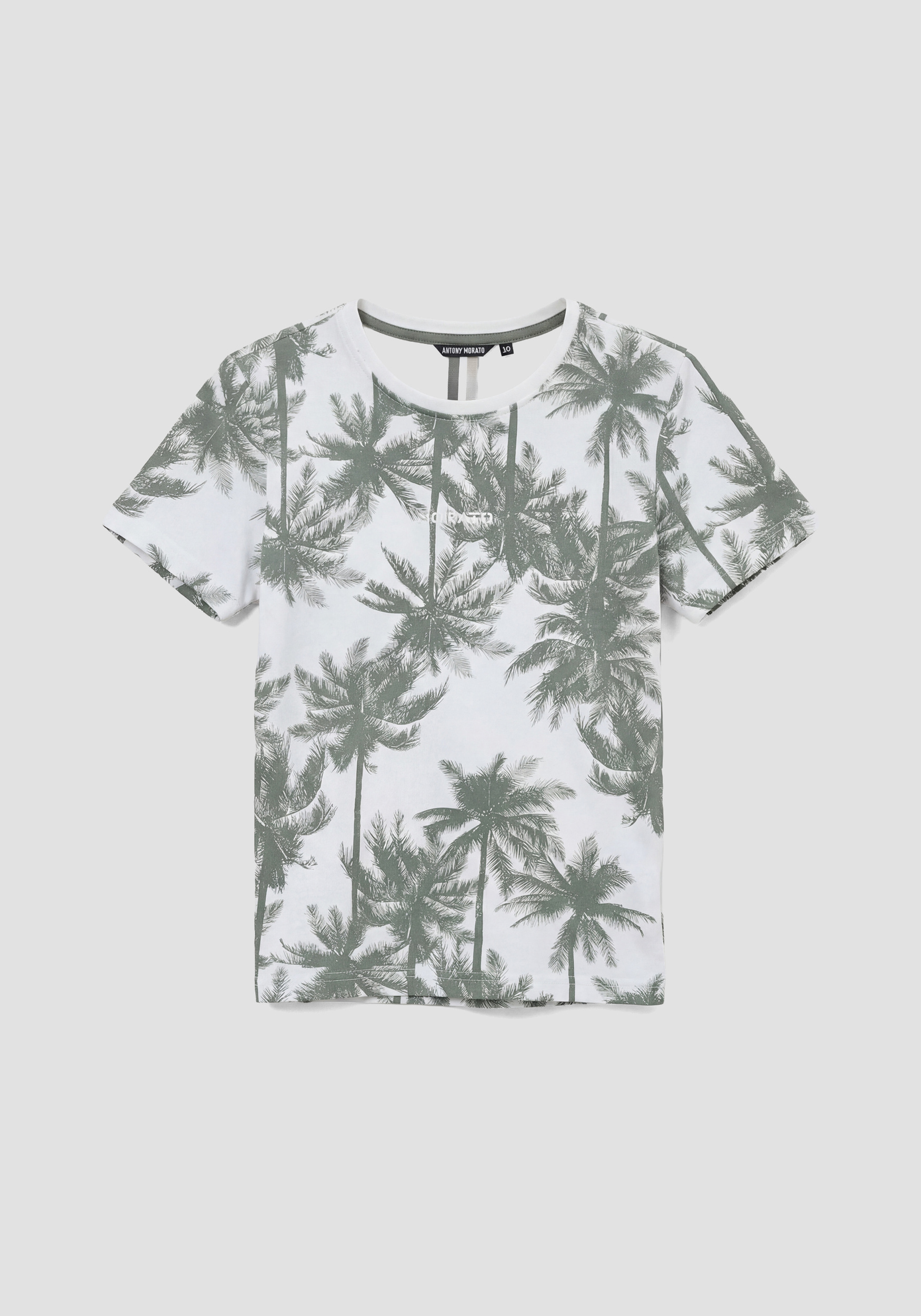 CAMISETA DE CORTE REGULAR EN JERSEY DE ALGODÓN CON ESTAMPADO DE PALMISTAS ALL-OVER