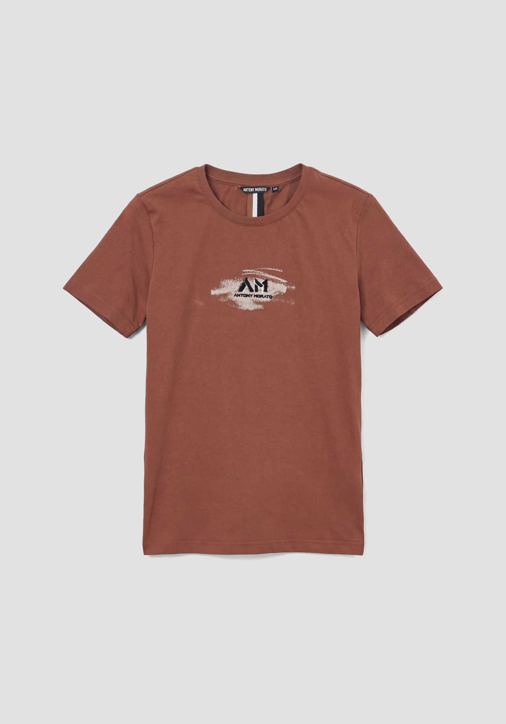 CAMISETA DE CORTE REGULAR EN JERSEY DE ALGODÓN CON ESTAMPADO DE LOGOTIPO EN CONTRASTE