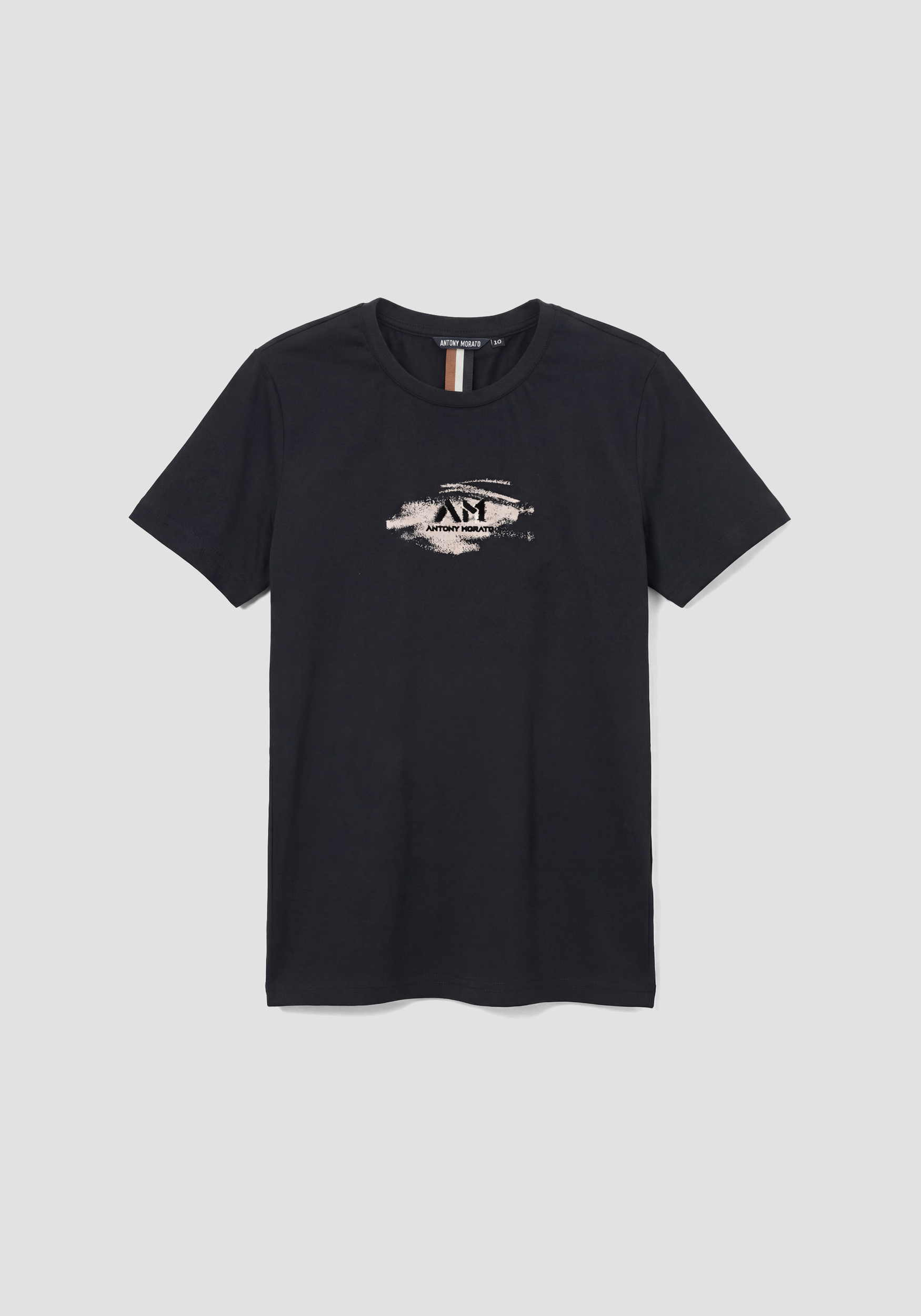 CAMISETA DE CORTE REGULAR EN JERSEY DE ALGODÓN CON ESTAMPADO DE LOGOTIPO EN CONTRASTE