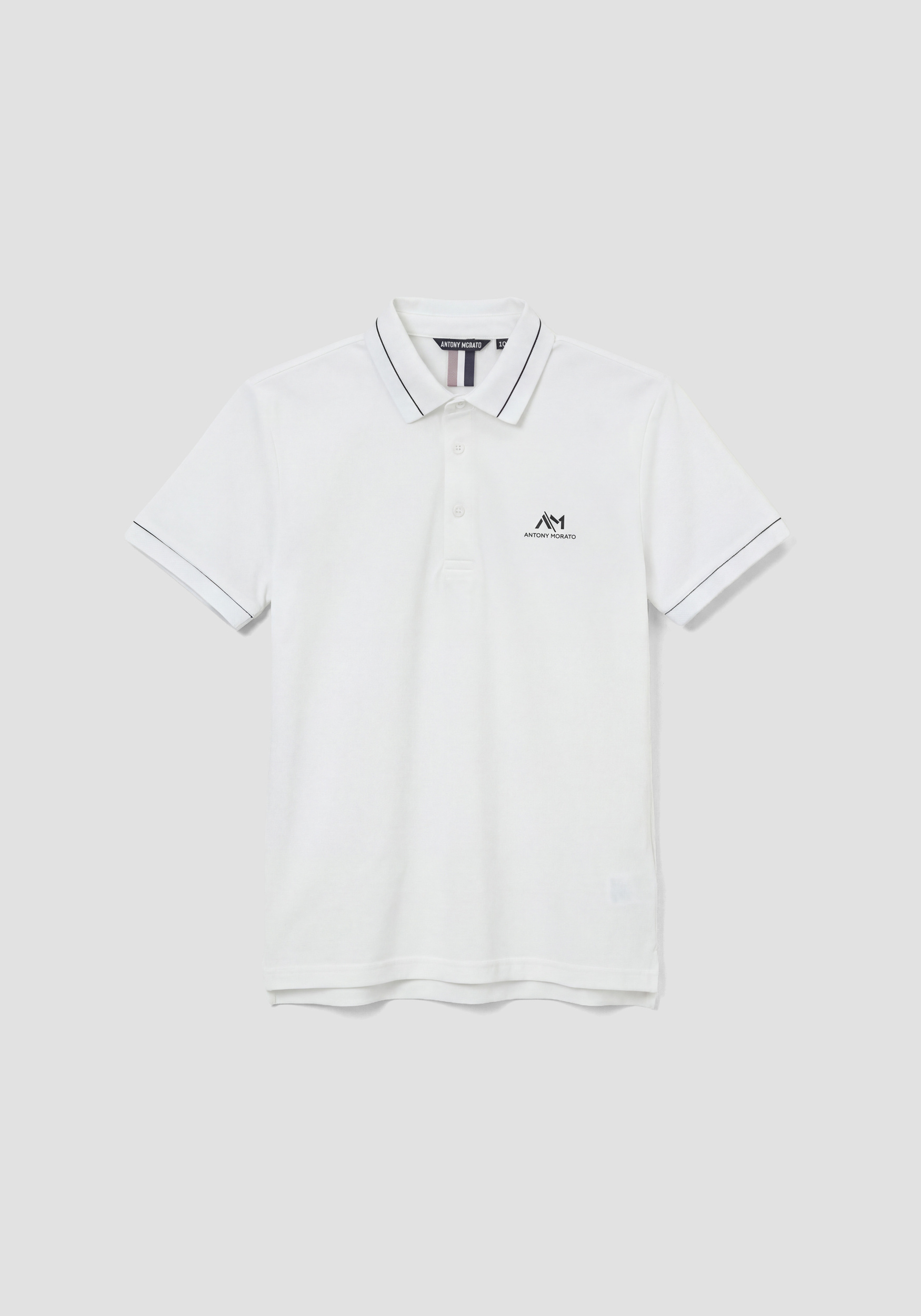 POLO DE CORTE REGULAR EN PIQUÉ DE ALGODÓN CON ESTAMPADO DE LOGOTIPO