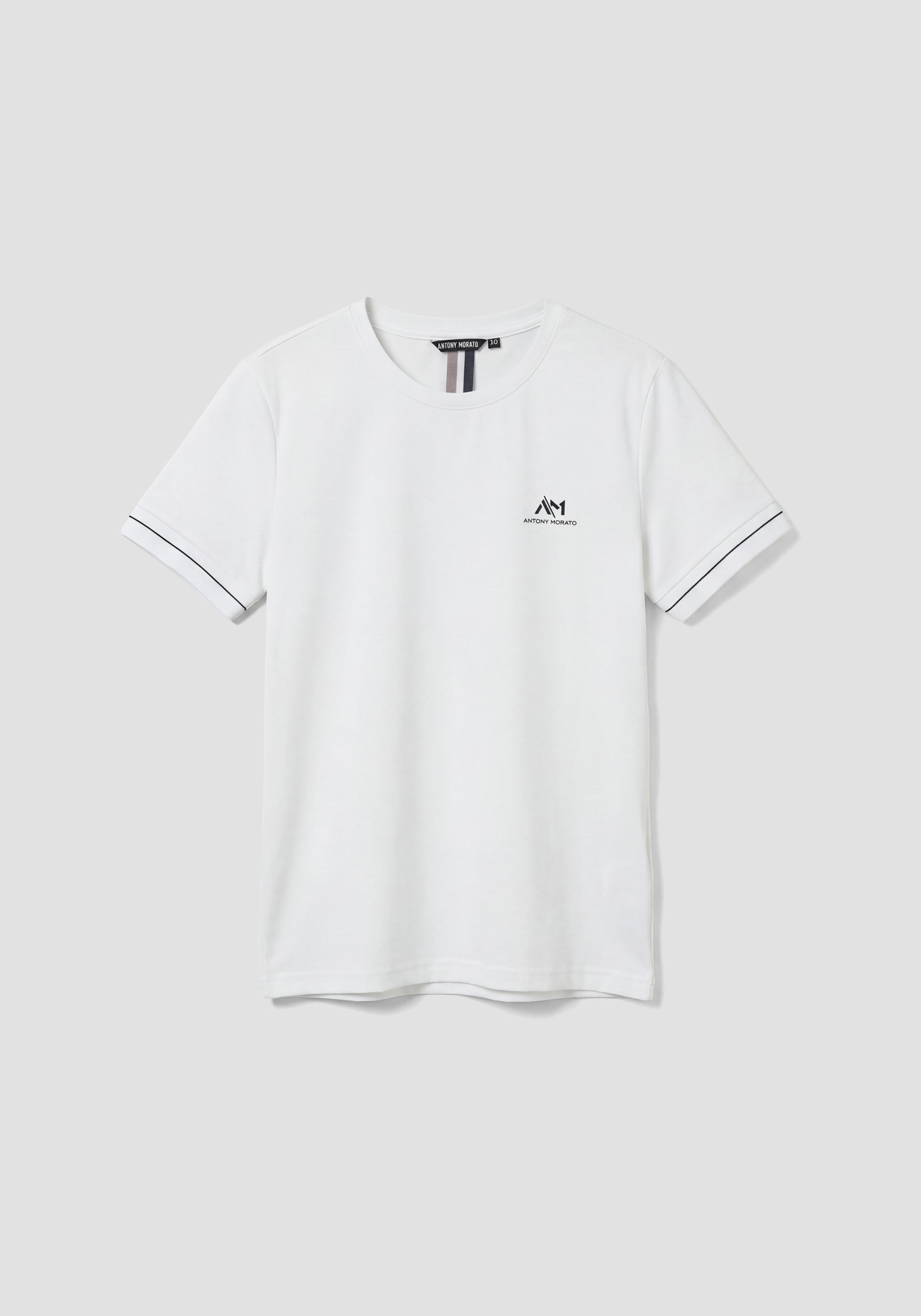 CAMISETA DE CORTE REGULAR EN JERSEY DE ALGODÓN CON MANGA TRABAJADA