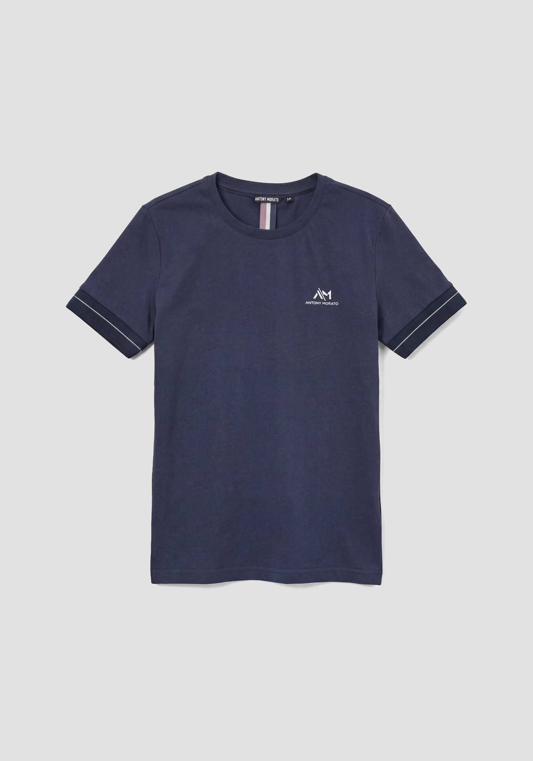 CAMISETA DE CORTE REGULAR EN JERSEY DE ALGODÓN CON MANGA TRABAJADA