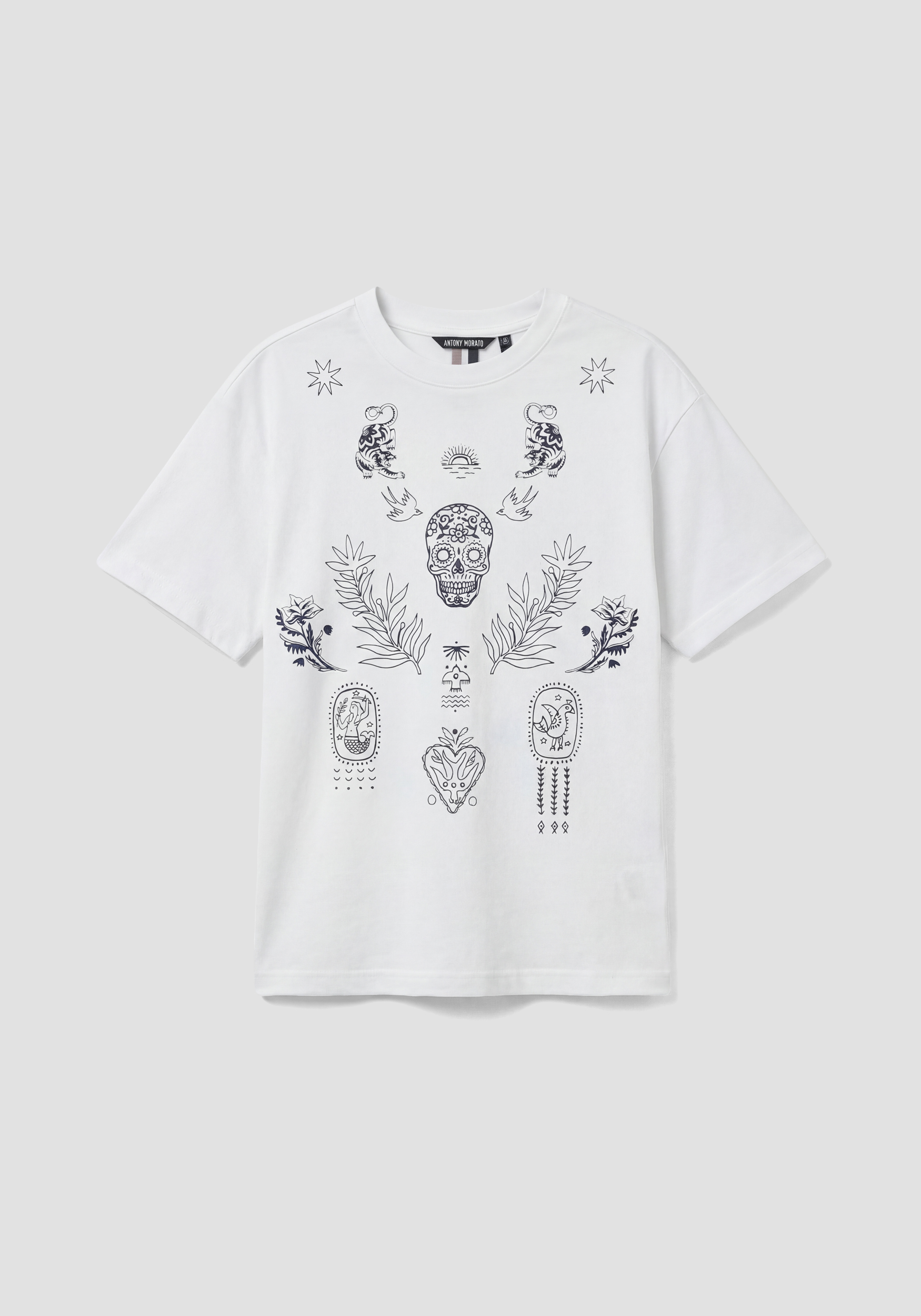 CAMISETA DE AJUSTE RELAJADO EN JERSEY DE ALGODÓN CON ESTAMPADOS ALL-OVER.