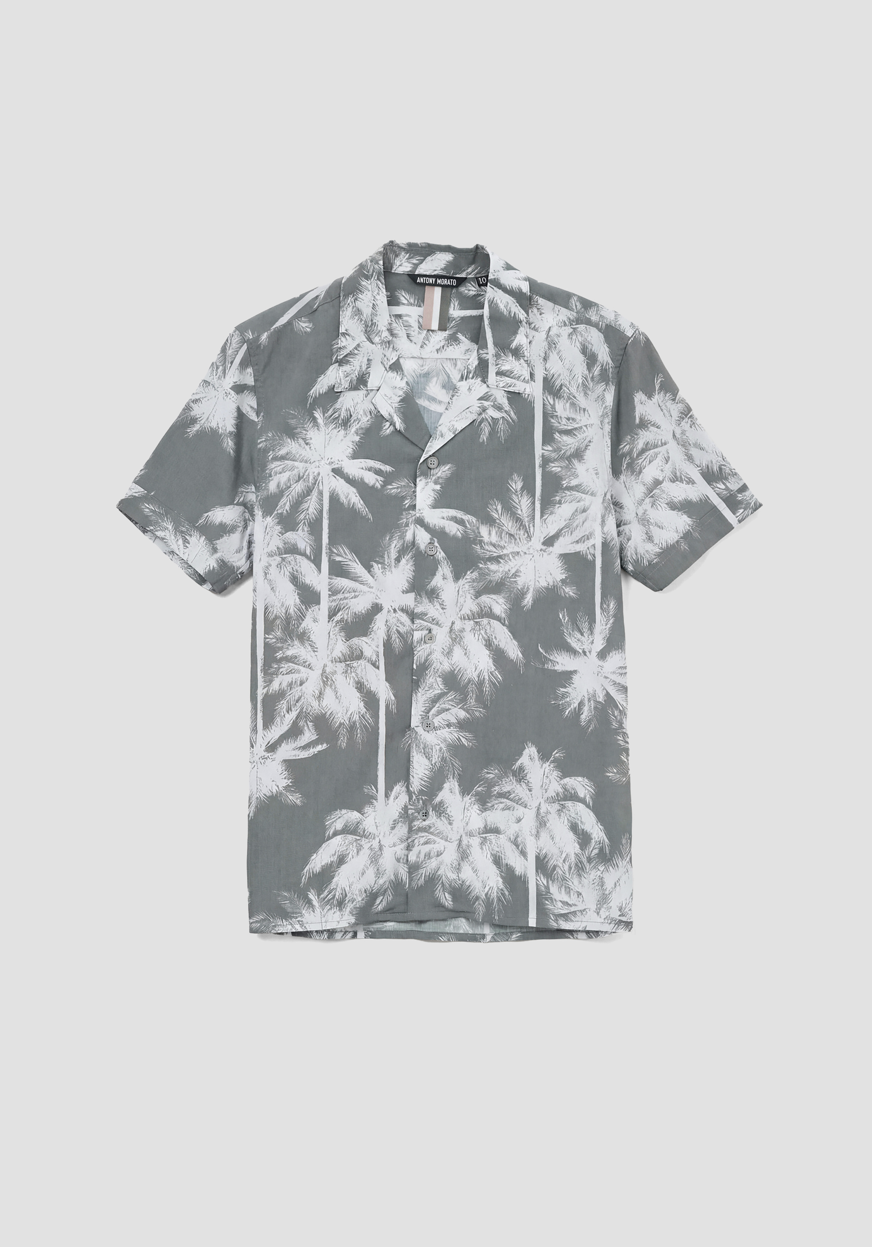 CAMISA REGULAR FIT DE MANGA CORTA DE JACQUARD DE ALGODÓN