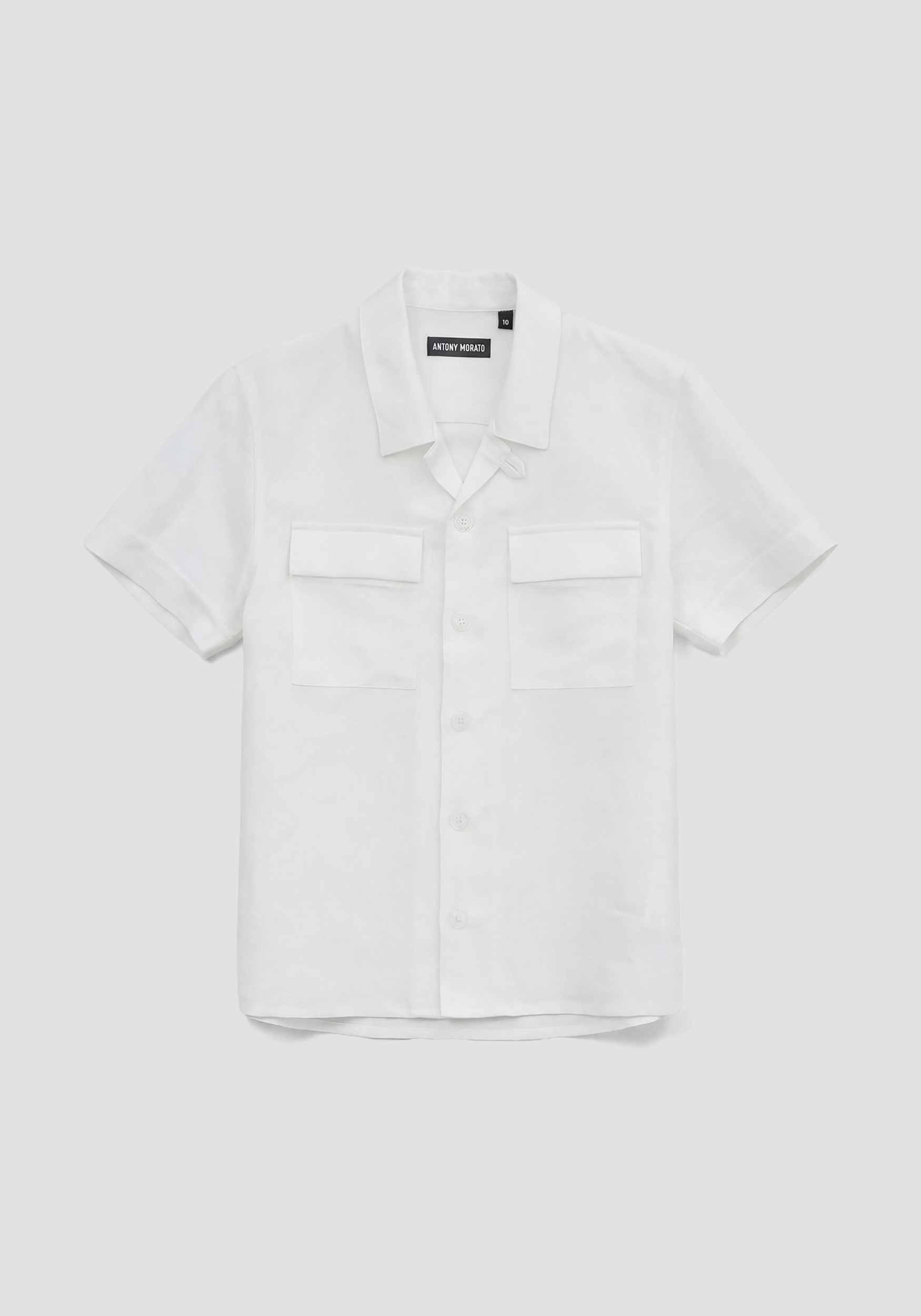 CAMISA DE MANGA CORTA REGULAR FIT EN SLUB DE LINO Y VISCOSA