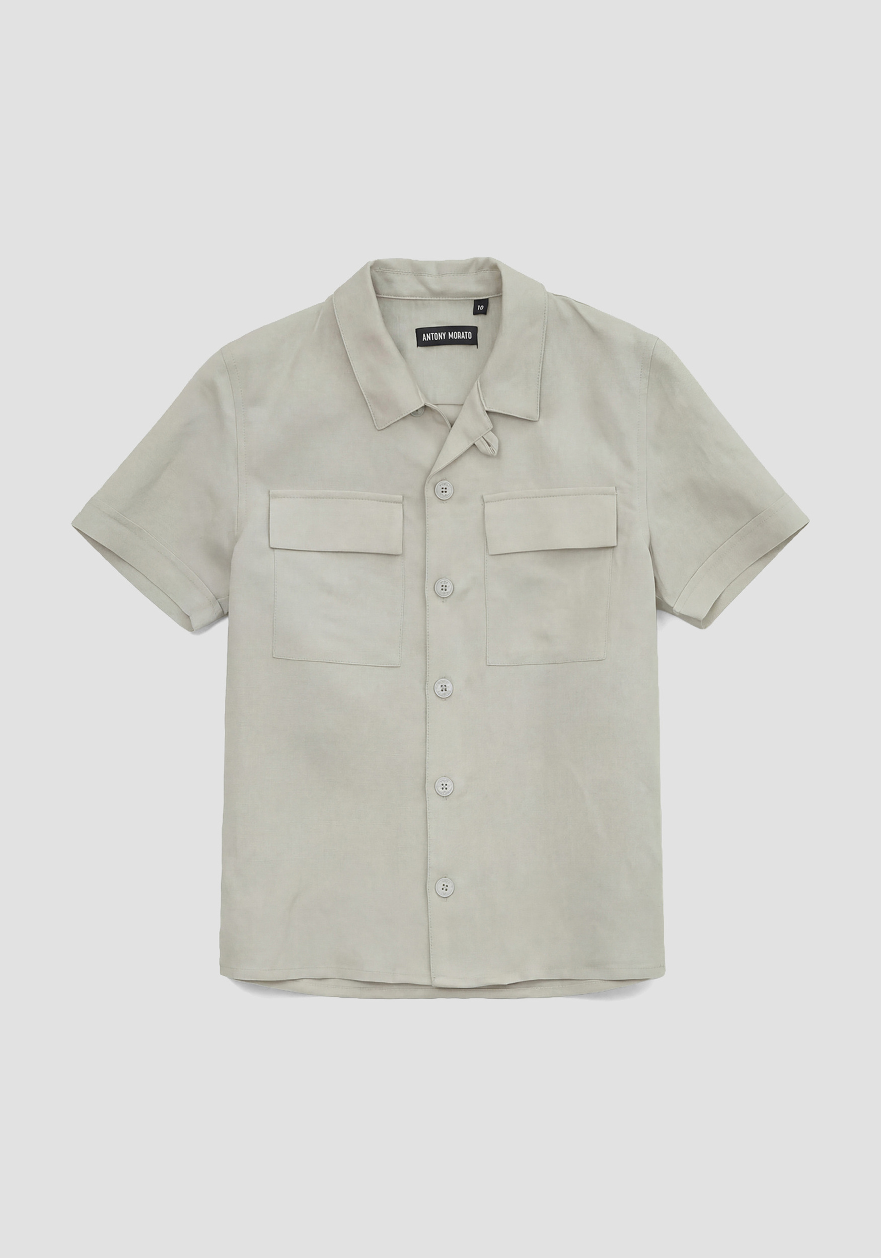 CAMISA DE MANGA CORTA REGULAR FIT EN SLUB DE LINO Y VISCOSA