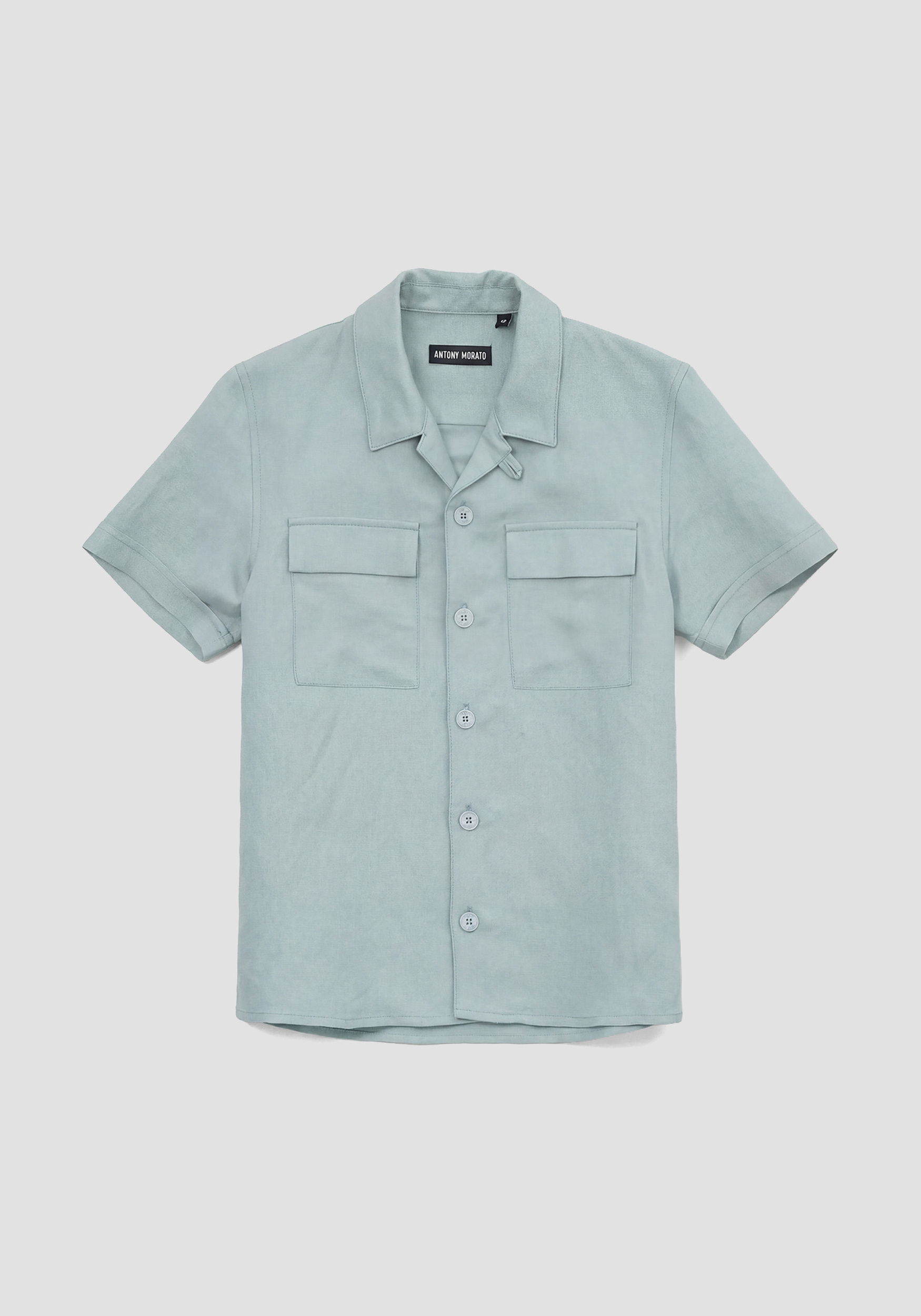 CAMISA DE MANGA CORTA REGULAR FIT EN SLUB DE LINO Y VISCOSA