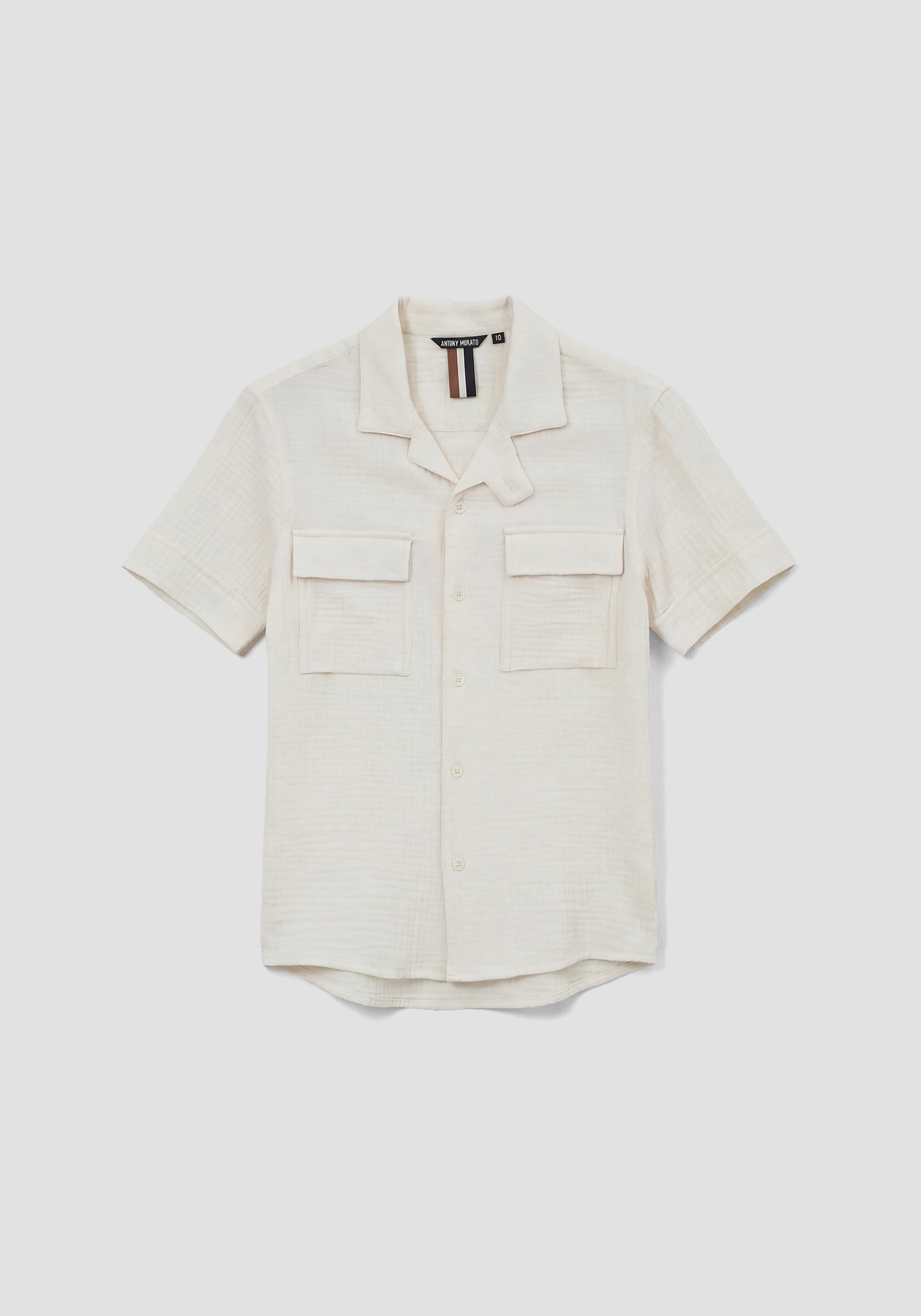 CAMISA DE MANGA CORTA REGULAR FIT EN ALGODÓN SUAVE AL TACTO CON EFECTO ARRUGADO