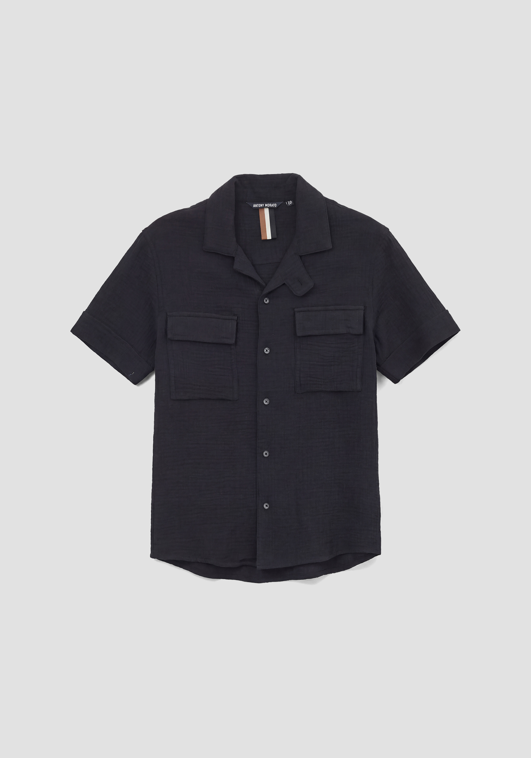 CAMISA DE MANGA CORTA REGULAR FIT EN ALGODÓN SUAVE AL TACTO CON EFECTO ARRUGADO