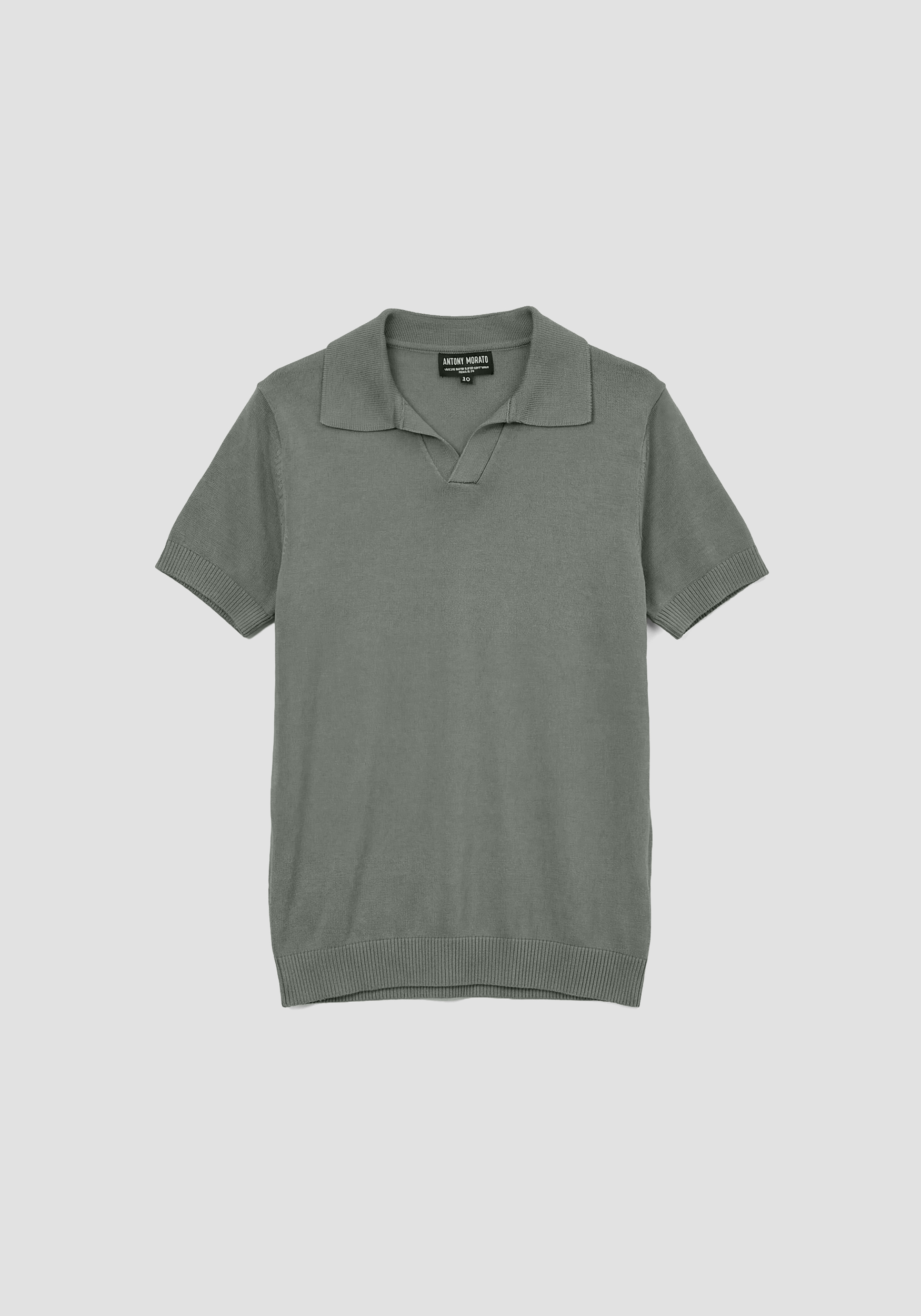 JERSEY DE MANGA CORTA Y CORTE REGULAR EN MEZCLA DE VISCOSA Y HILO SUPER SUAVE