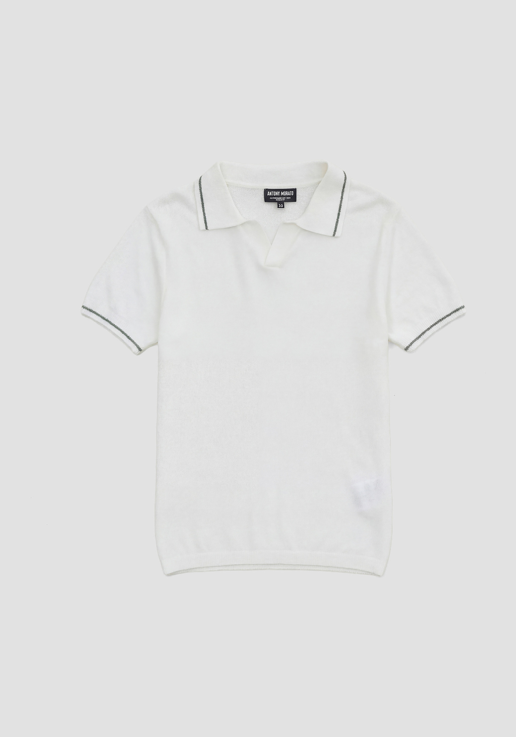 JERSEY DE MANGA CORTA Y CORTE REGULAR EN MEZCLA DE ALGODÓN Y HILO SUAVE