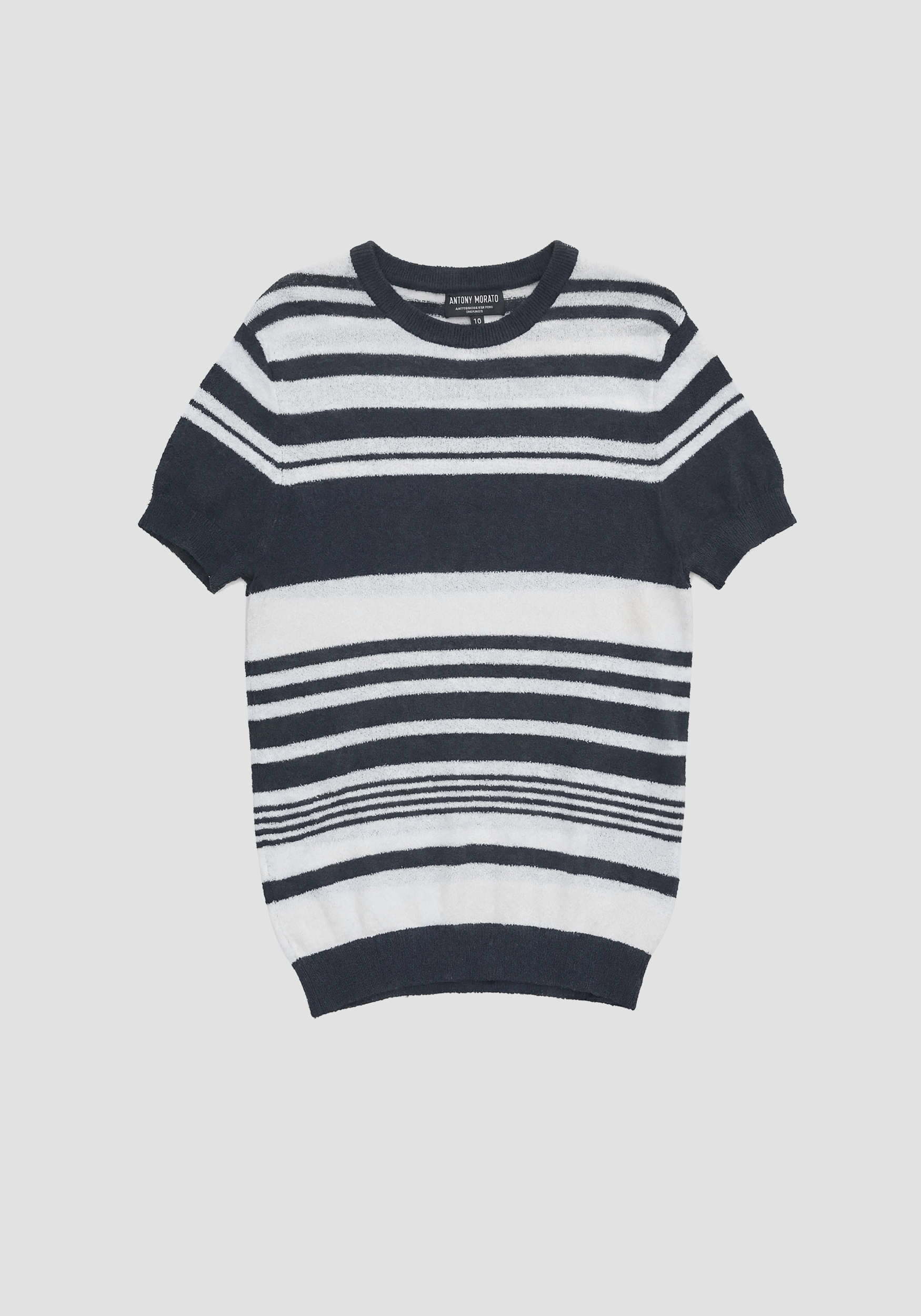 JERSEY DE MANGA CORTA Y CORTE REGULAR EN HILO DE ALGODÓN A RAYAS