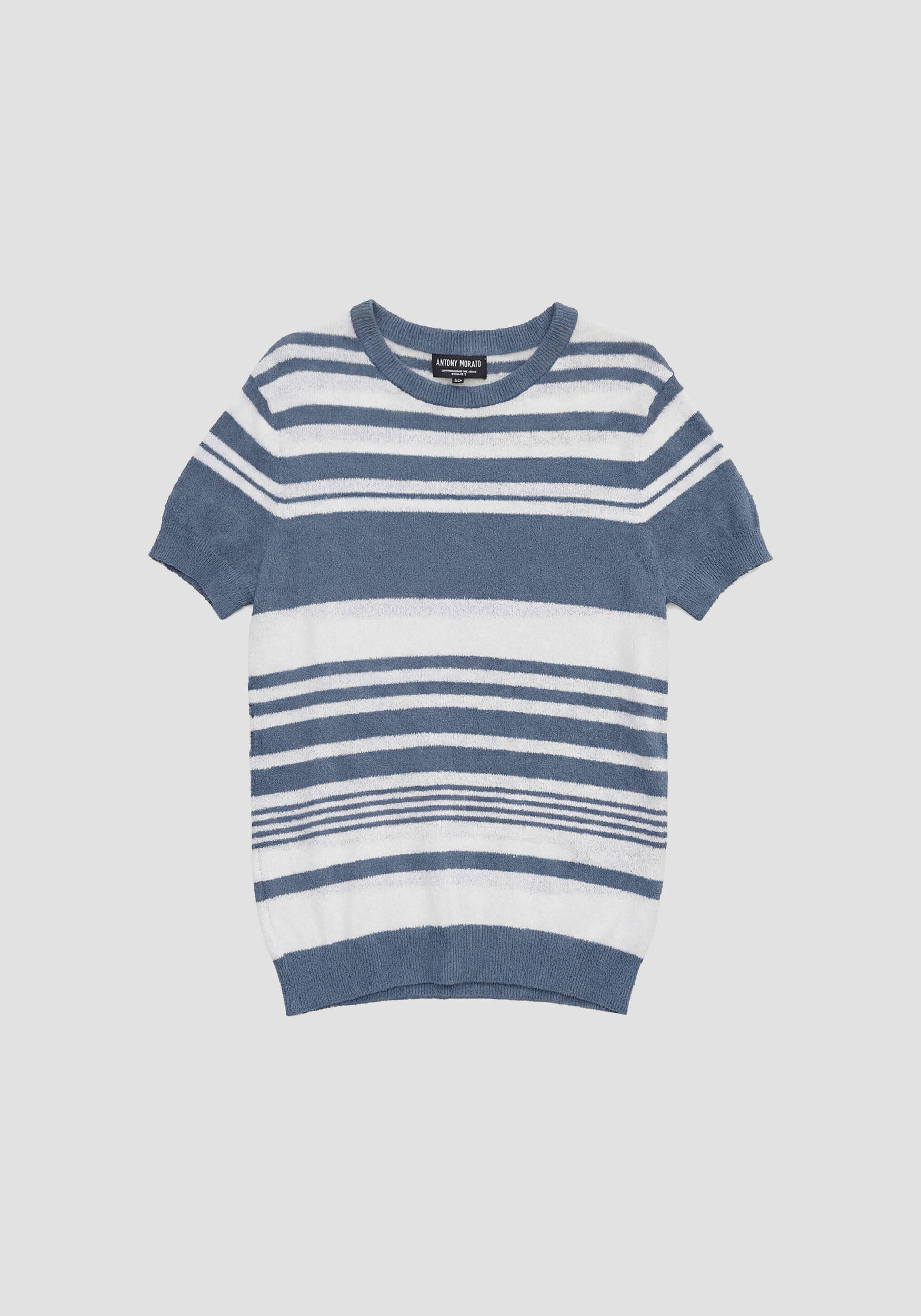 JERSEY DE MANGA CORTA Y CORTE REGULAR EN HILO DE ALGODÓN A RAYAS