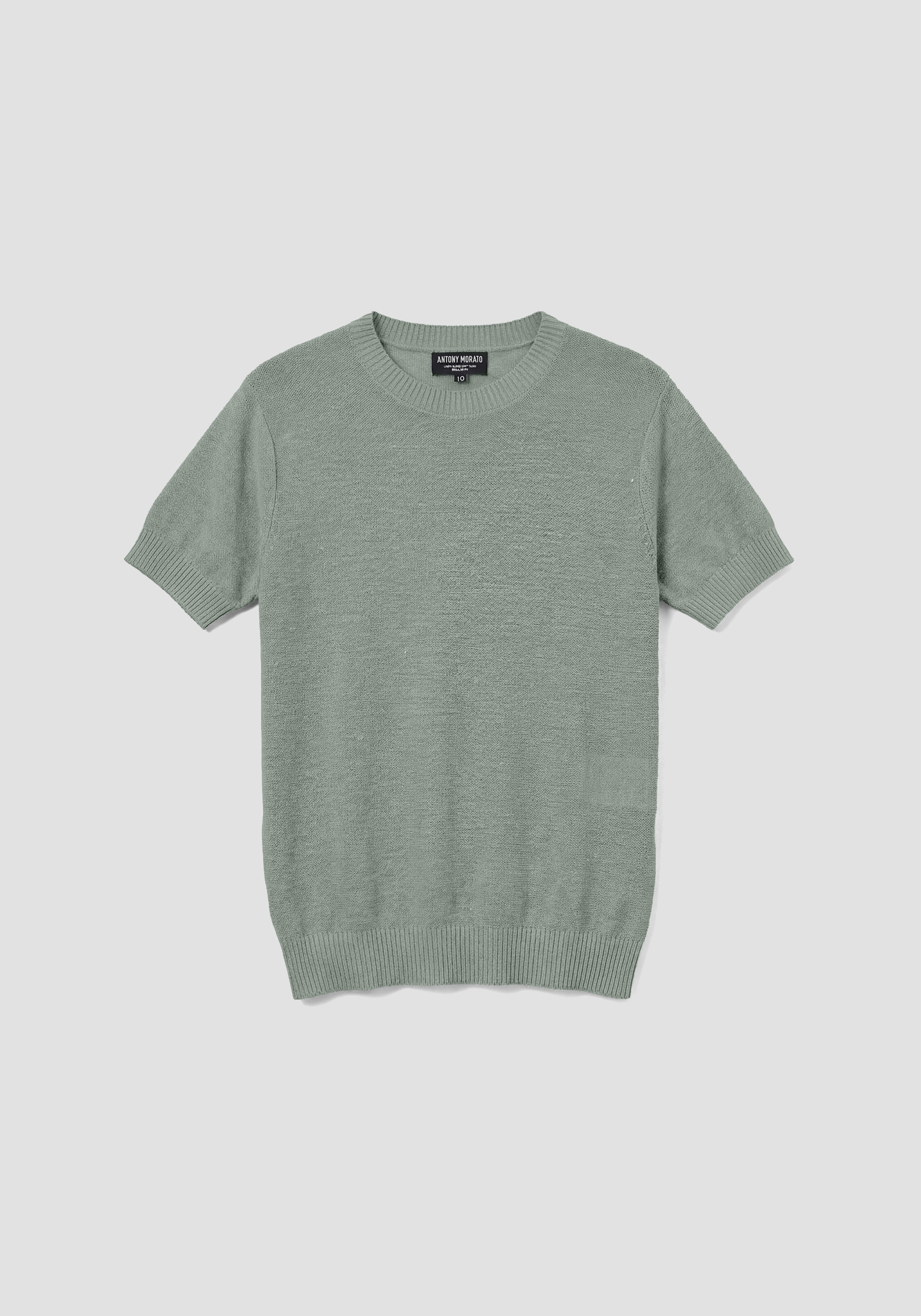 JERSEY DE CORTE REGULAR EN MEZCLA DE LINO Y HILO SUAVE