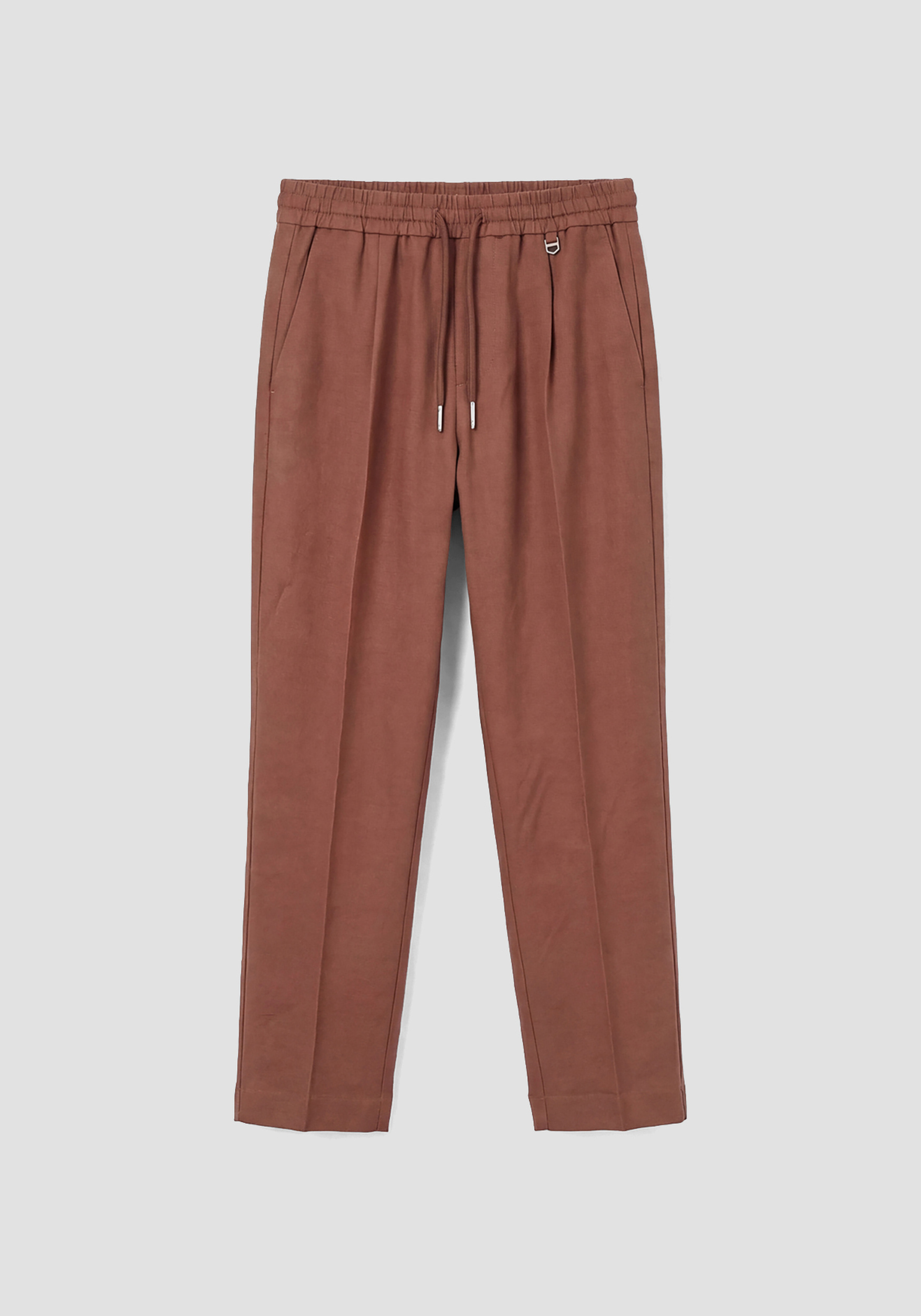 PANTALONES DE CORTE REGULAR EN MEZCLA DE LINO Y VISCOSA SLUB PARA TRAJE