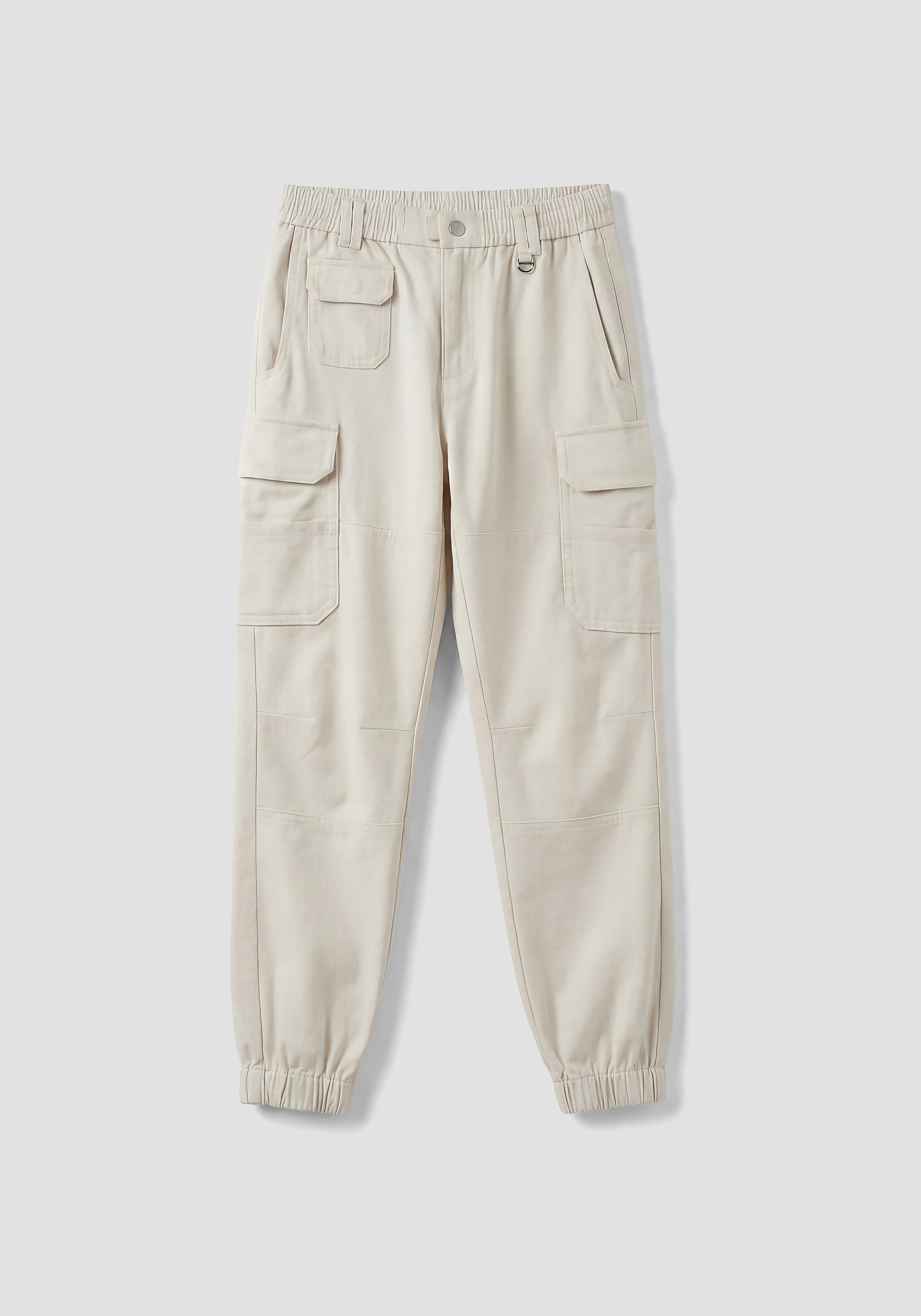 PANTALONES DE CORTE REGULAR EN SARGA DE ALGODÓN SUAVE ESTILO CARGO