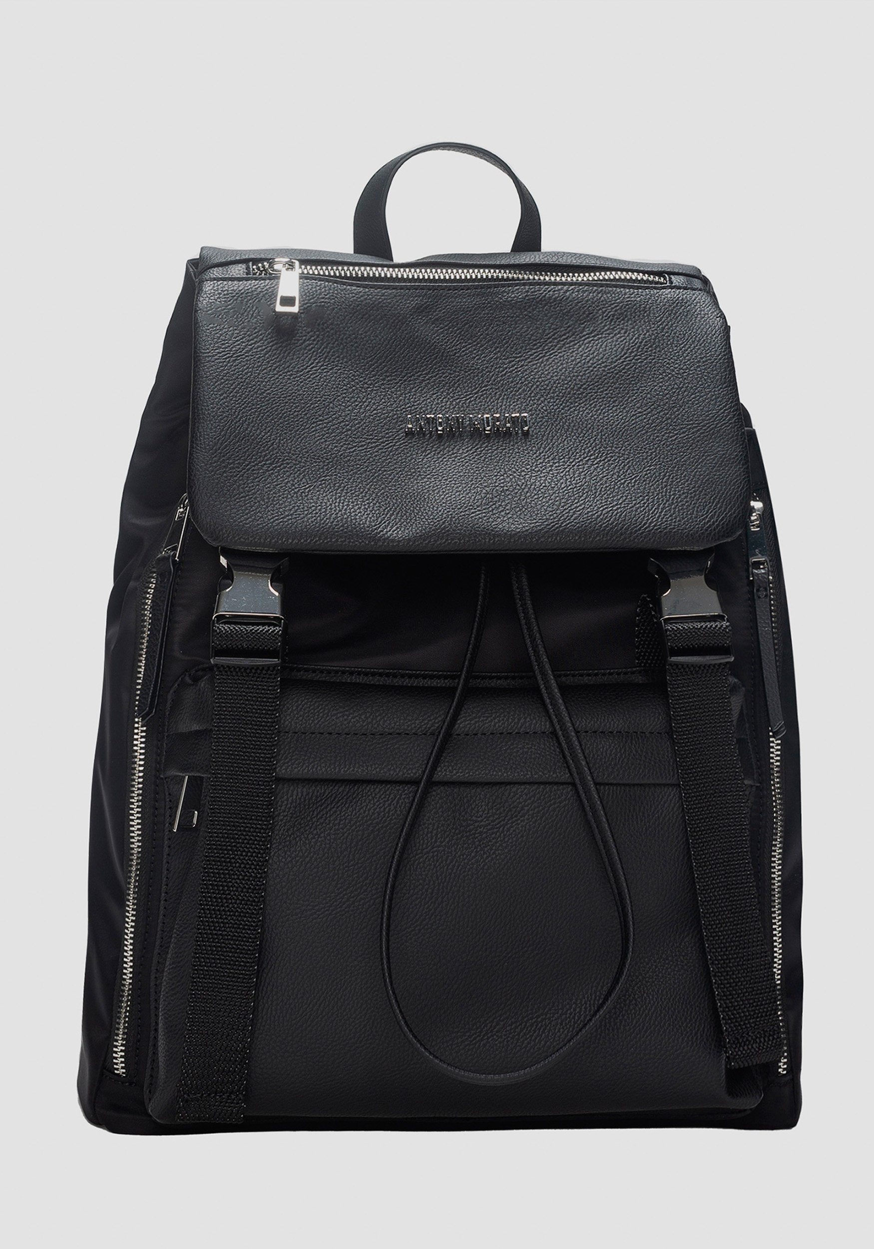 BACKPACK IN NYLON AND FAUX LEATHER