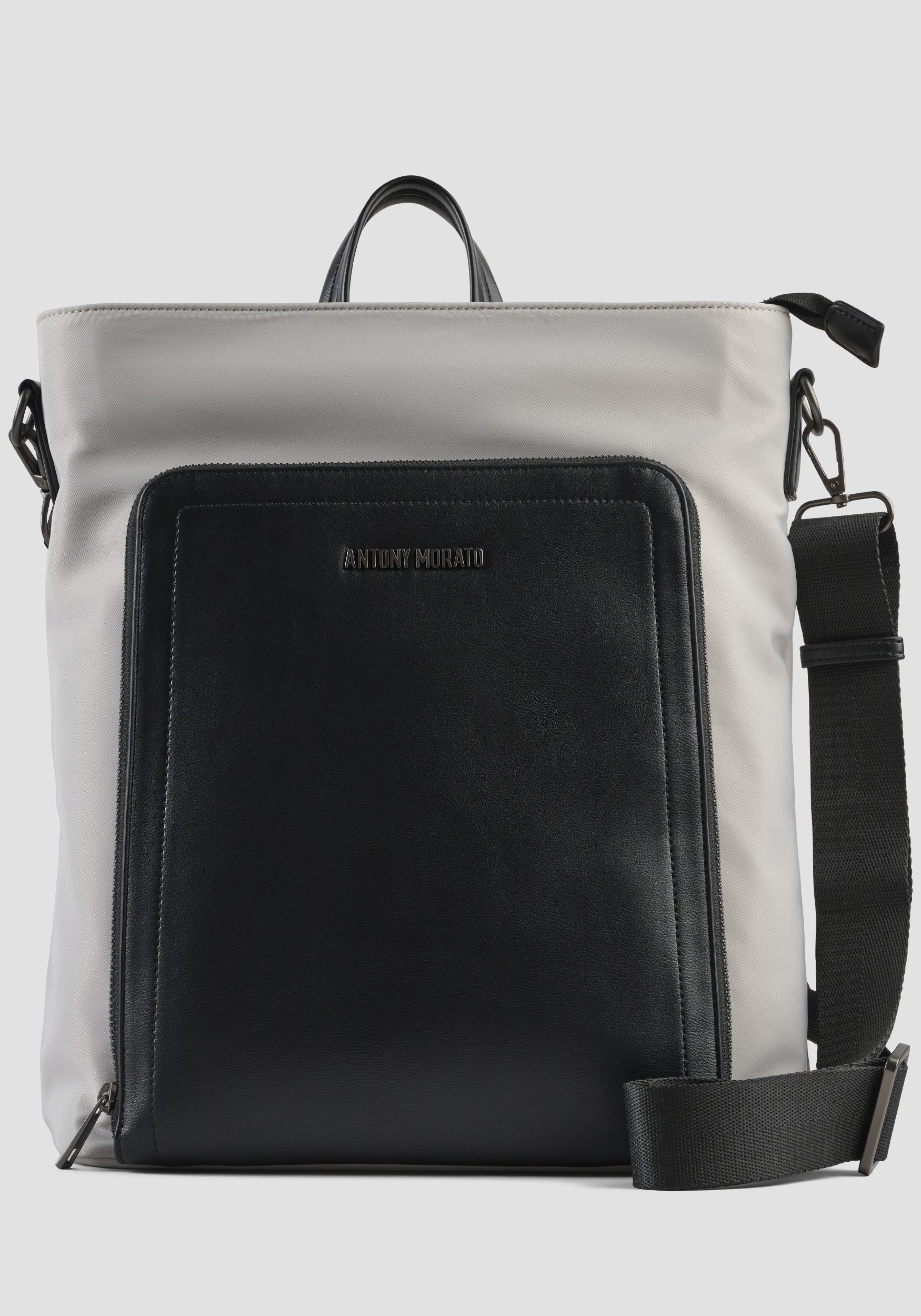 MOCHILA DE NAILON Y PIEL SINTÉTICA DE DOBLE COLOR