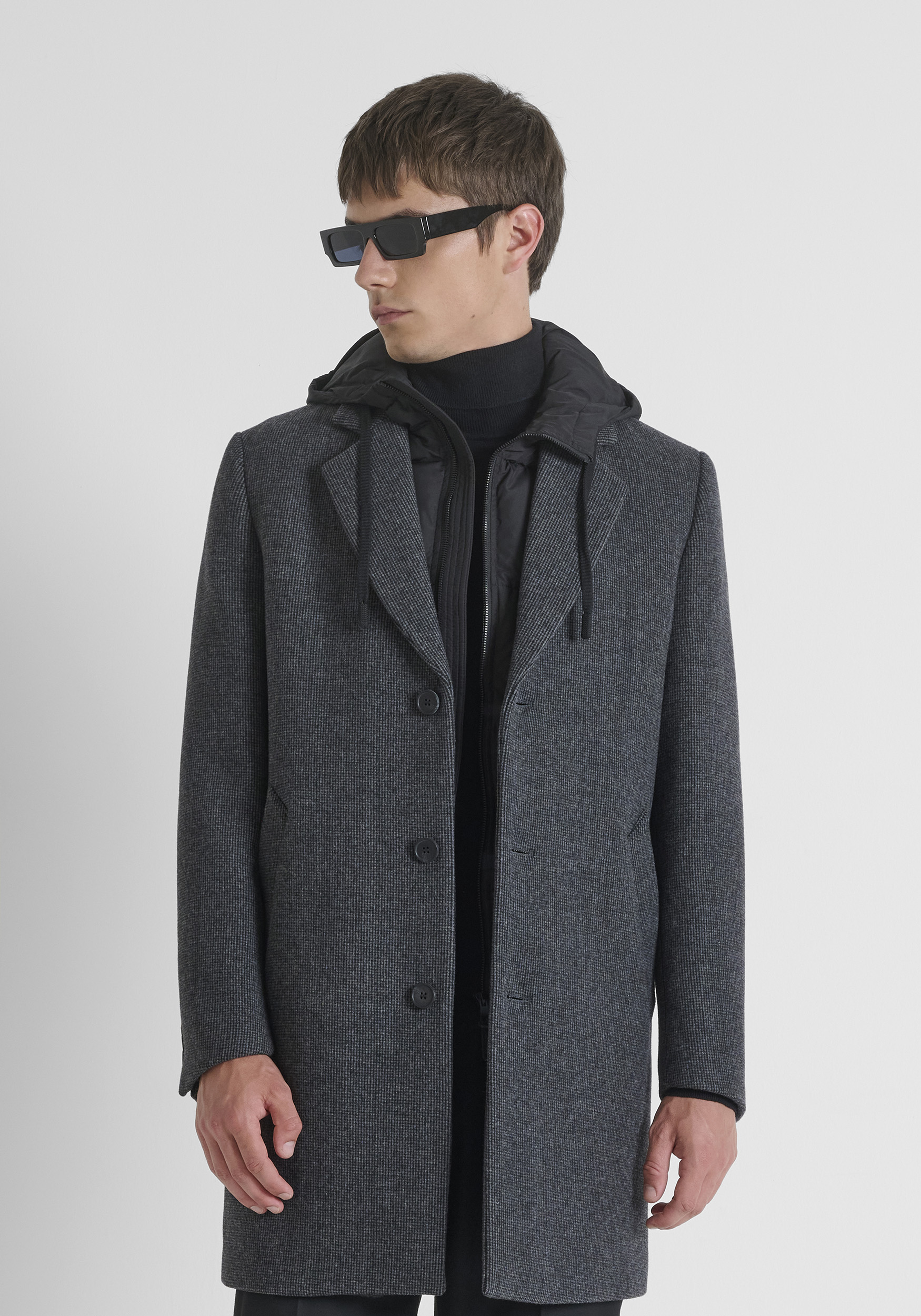 ABRIGO REGULAR FIT DE MEZCLA DE LANA CON RELLENO EXTRAÍBLE