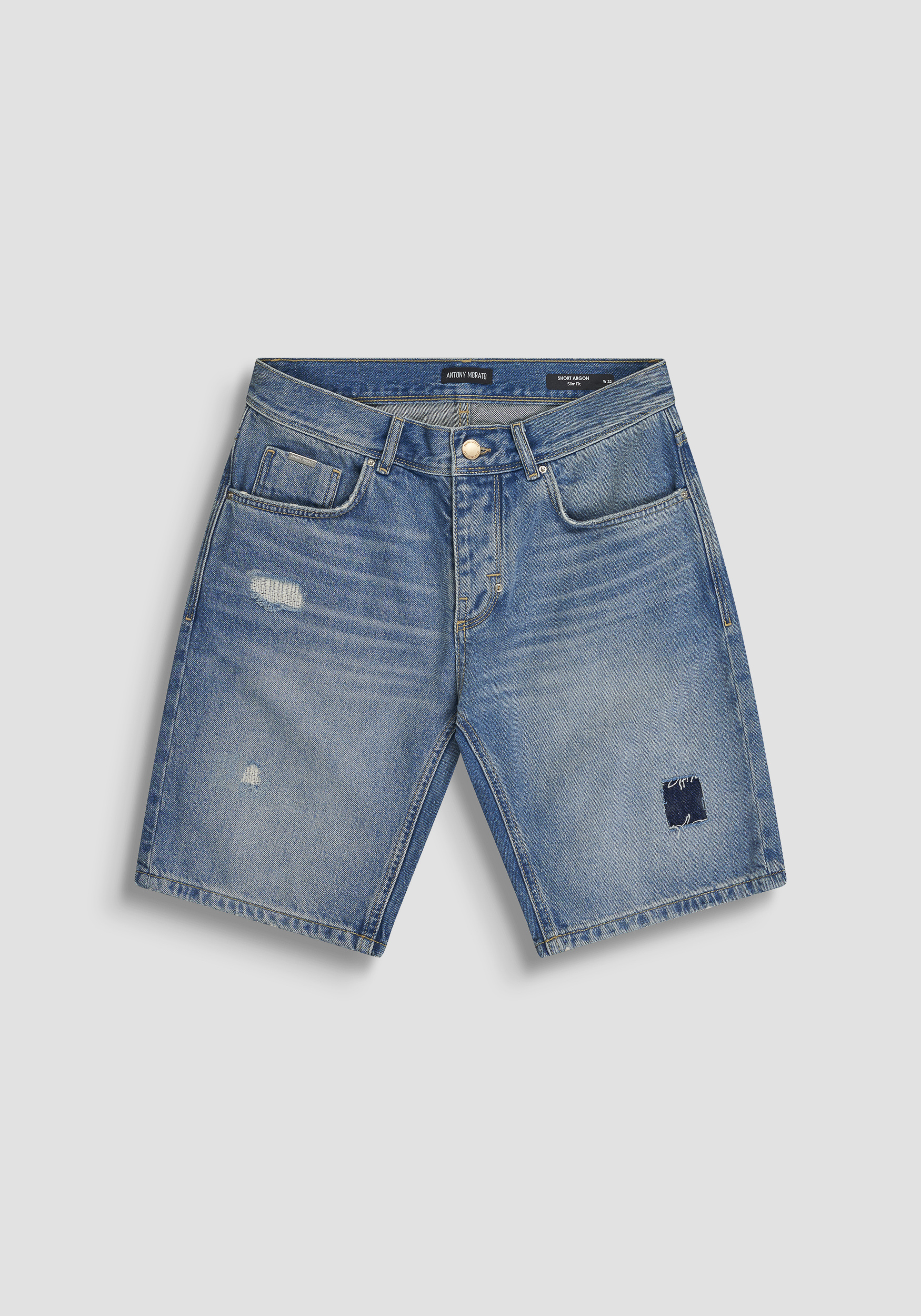 PANTALONES CORTOS SLIM FIT «ARGON» DE TEJIDO VAQUERO CLARO