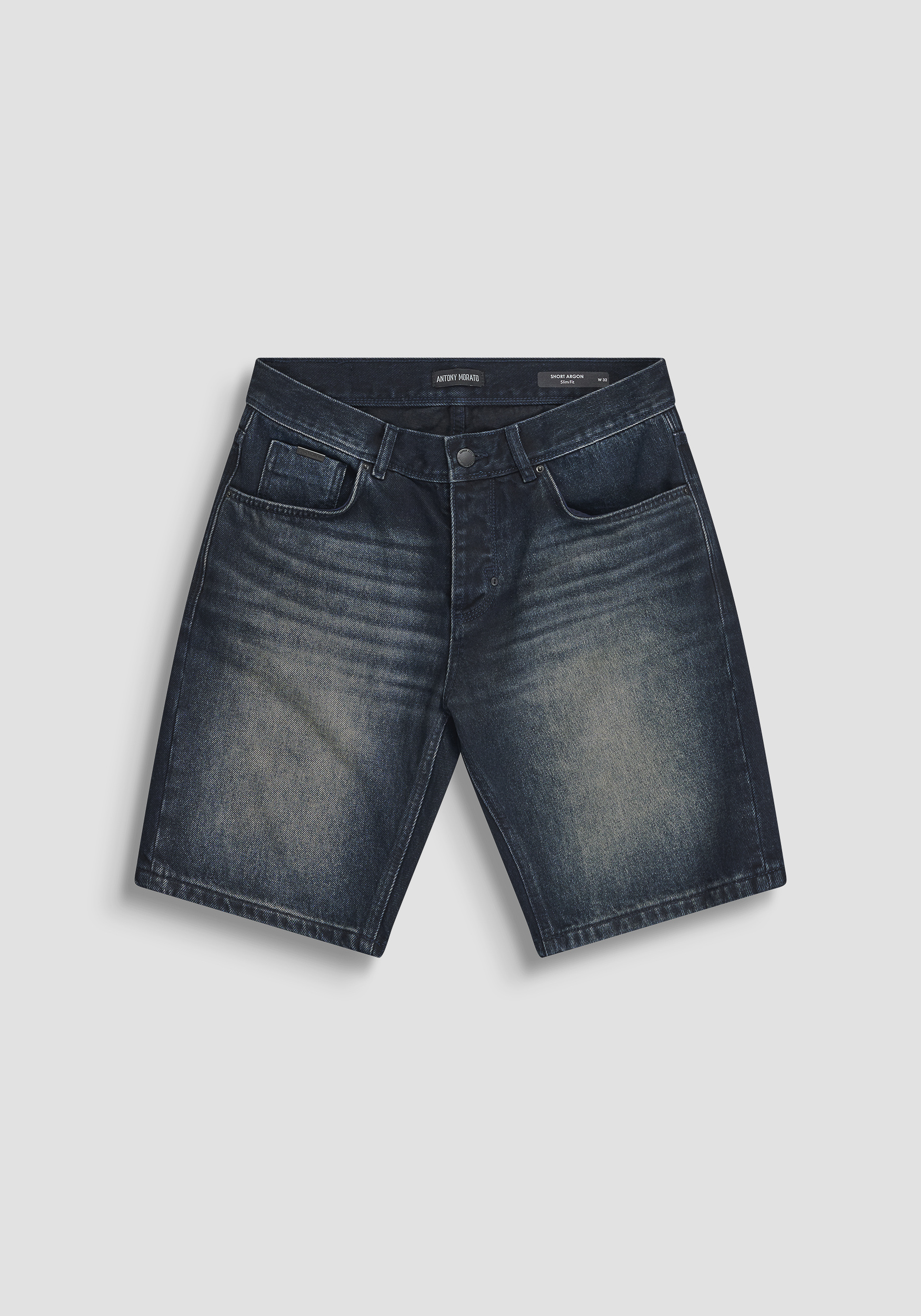 PANTALONES CORTOS SLIM FIT «ARGON» DE TEJIDO VAQUERO OSCURO