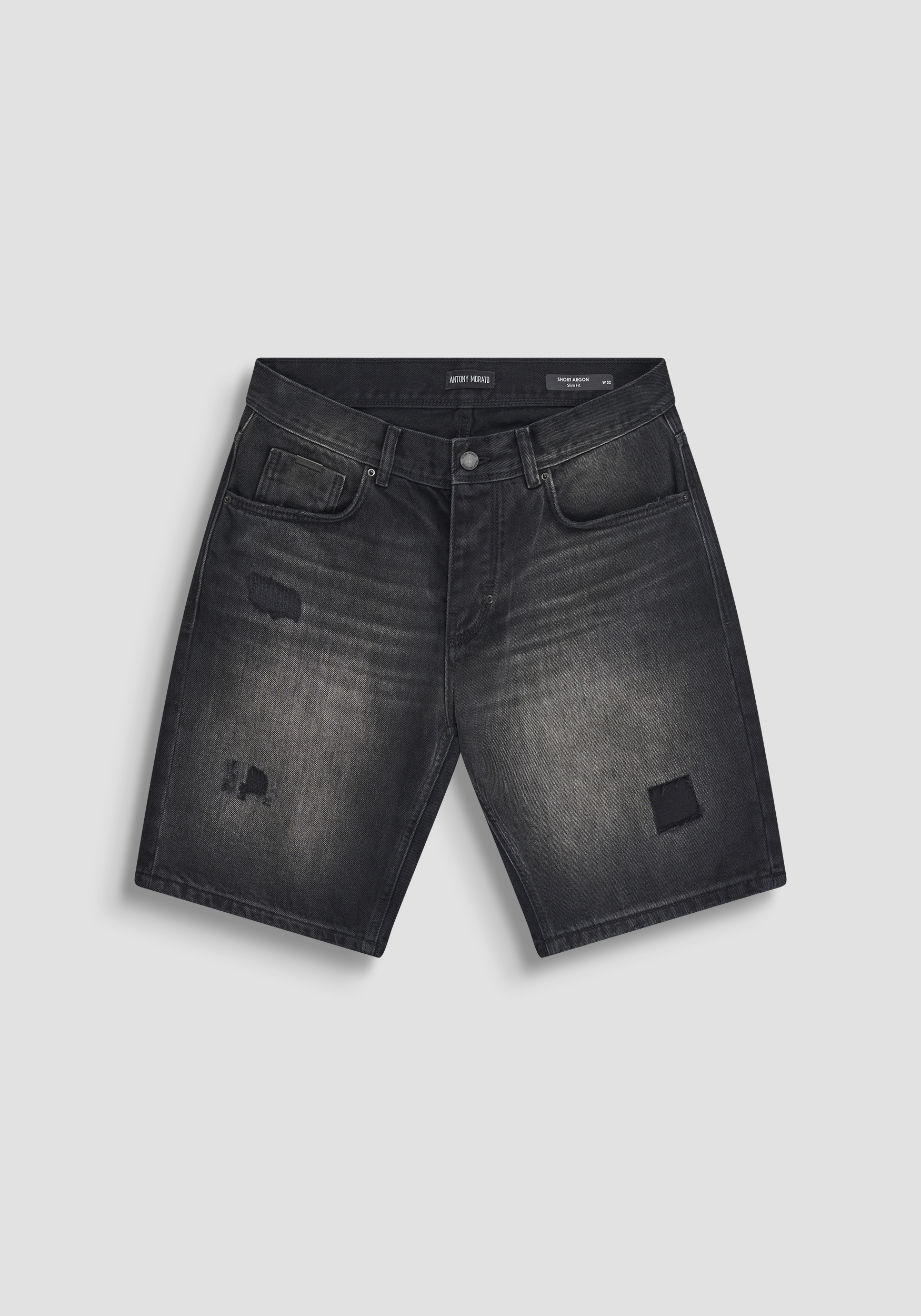 PANTALONES CORTOS SLIM FIT «ARGON» DE TEJIDO VAQUERO NEGRO