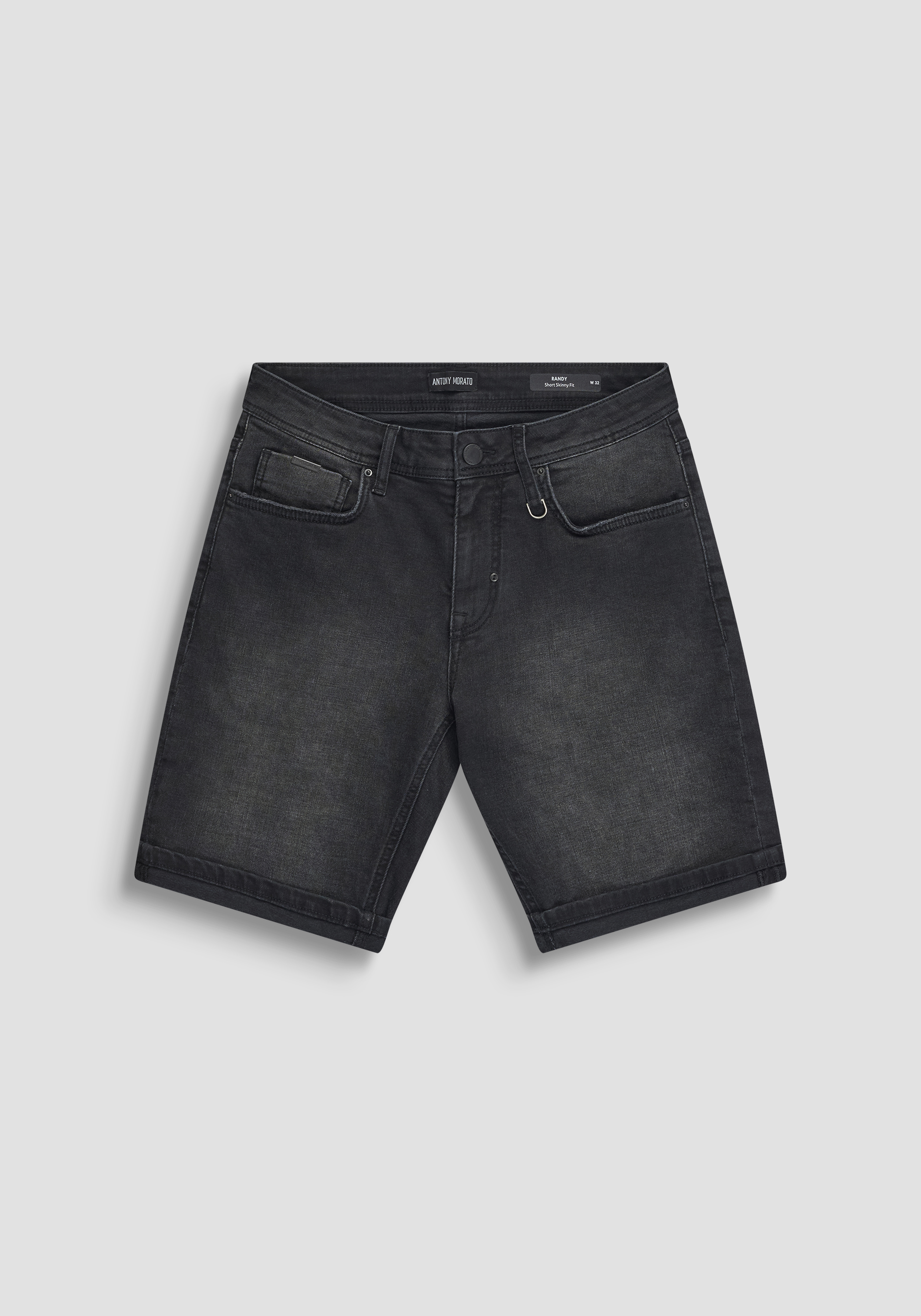 PANTALONES CORTOS SKINNY FIT «RANDY» DE TEJIDO VAQUERO ELÁSTICO NEGRO