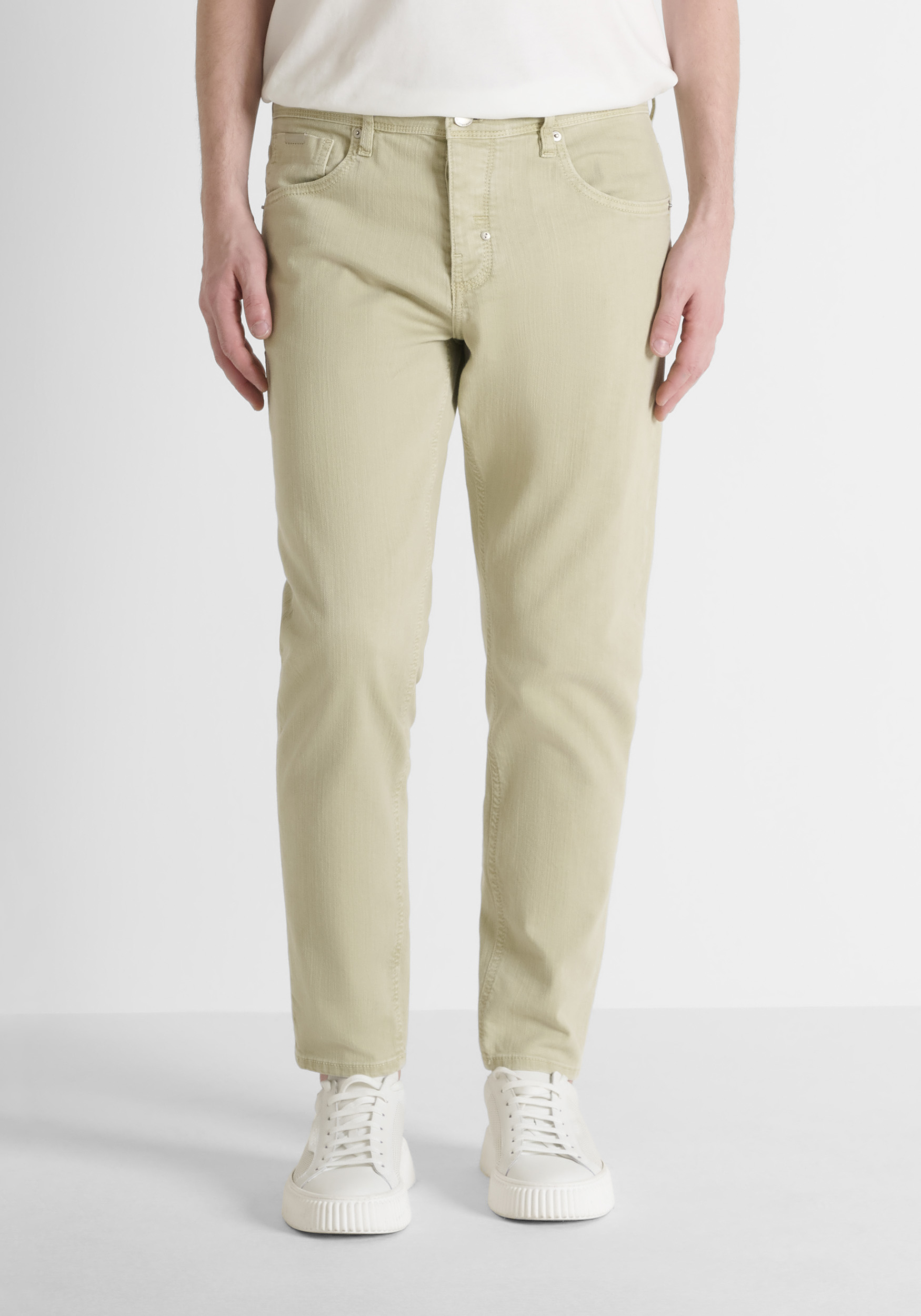 VAQUEROS TOBILLEROS SLIM FIT «ARGON» DE TEJIDO VAQUERO DE COLOR