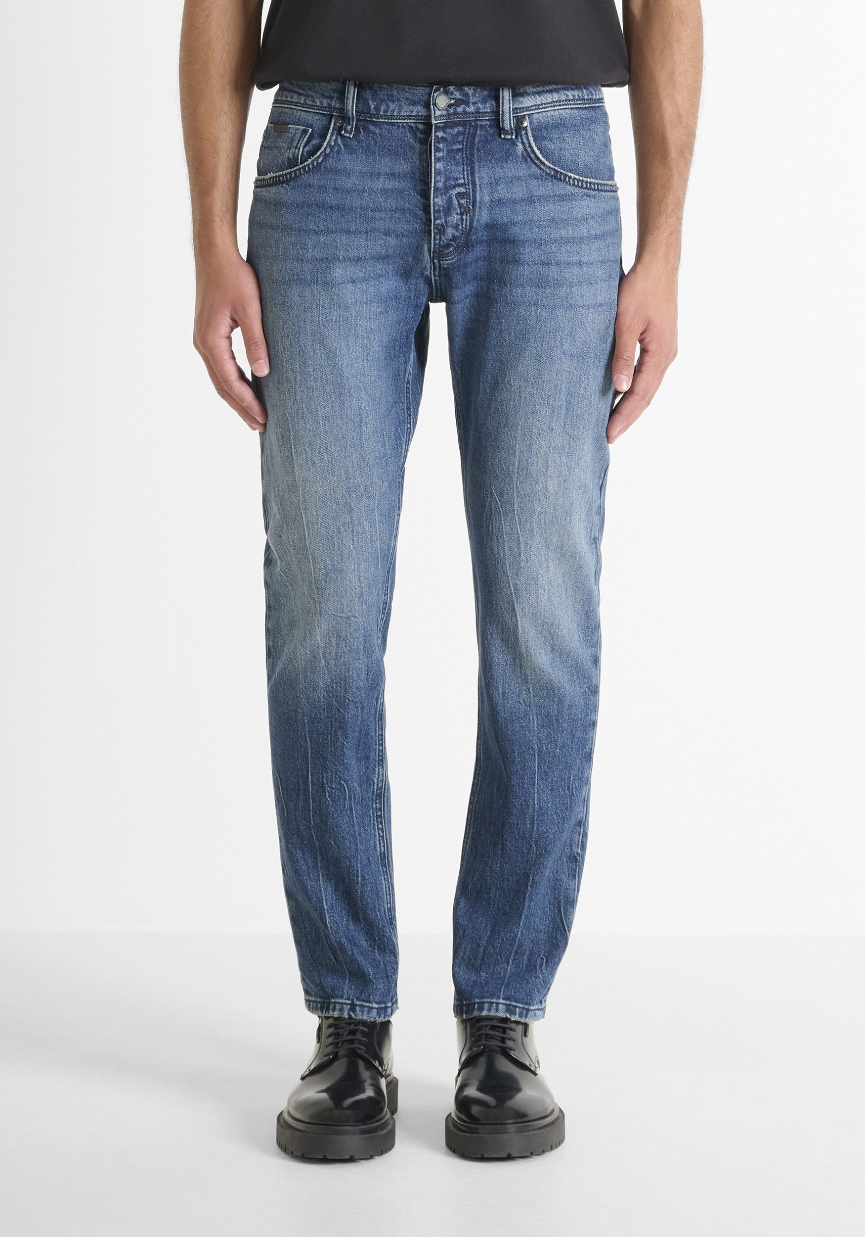 VAQUEROS «CLEVE» SLIM STRAIGHT FIT EN DENIM AZUL