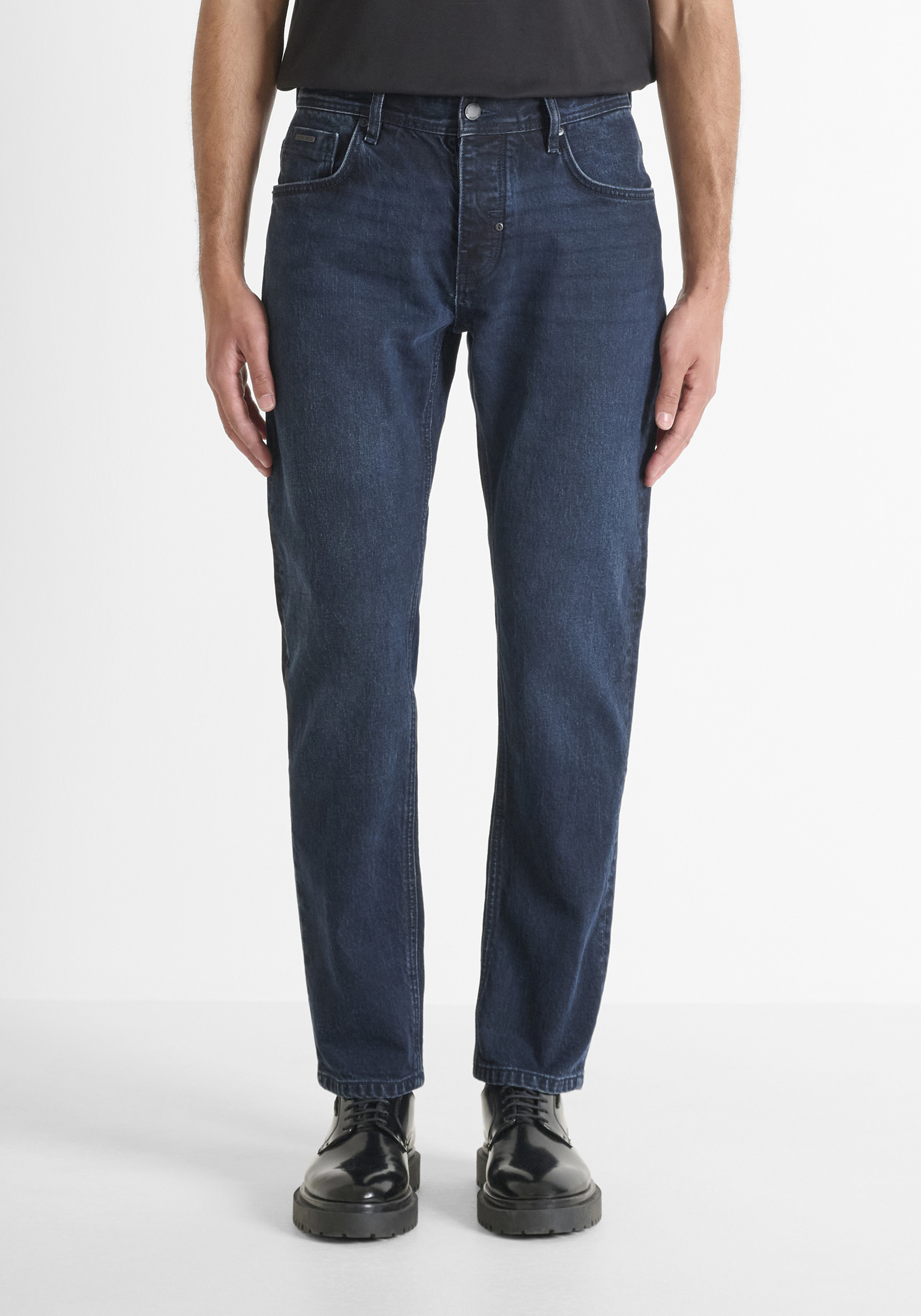 VAQUEROS «CLEVE» SLIM STRAIGHT FIT EN DENIM BLUE BLACK