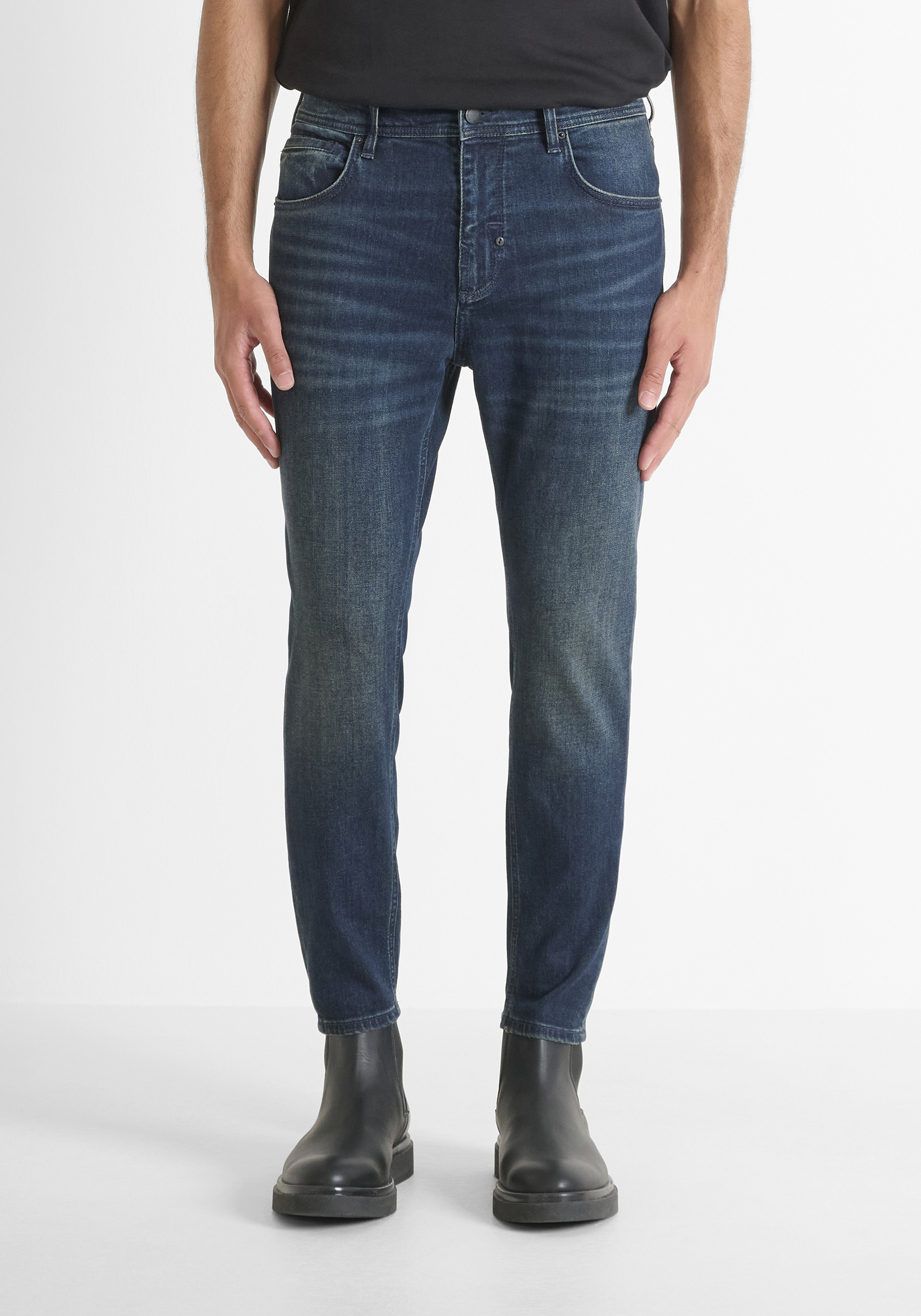 VAQUEROS «KARL» SKINNY CROPPED FIT EN DENIM TRUE BLUE
