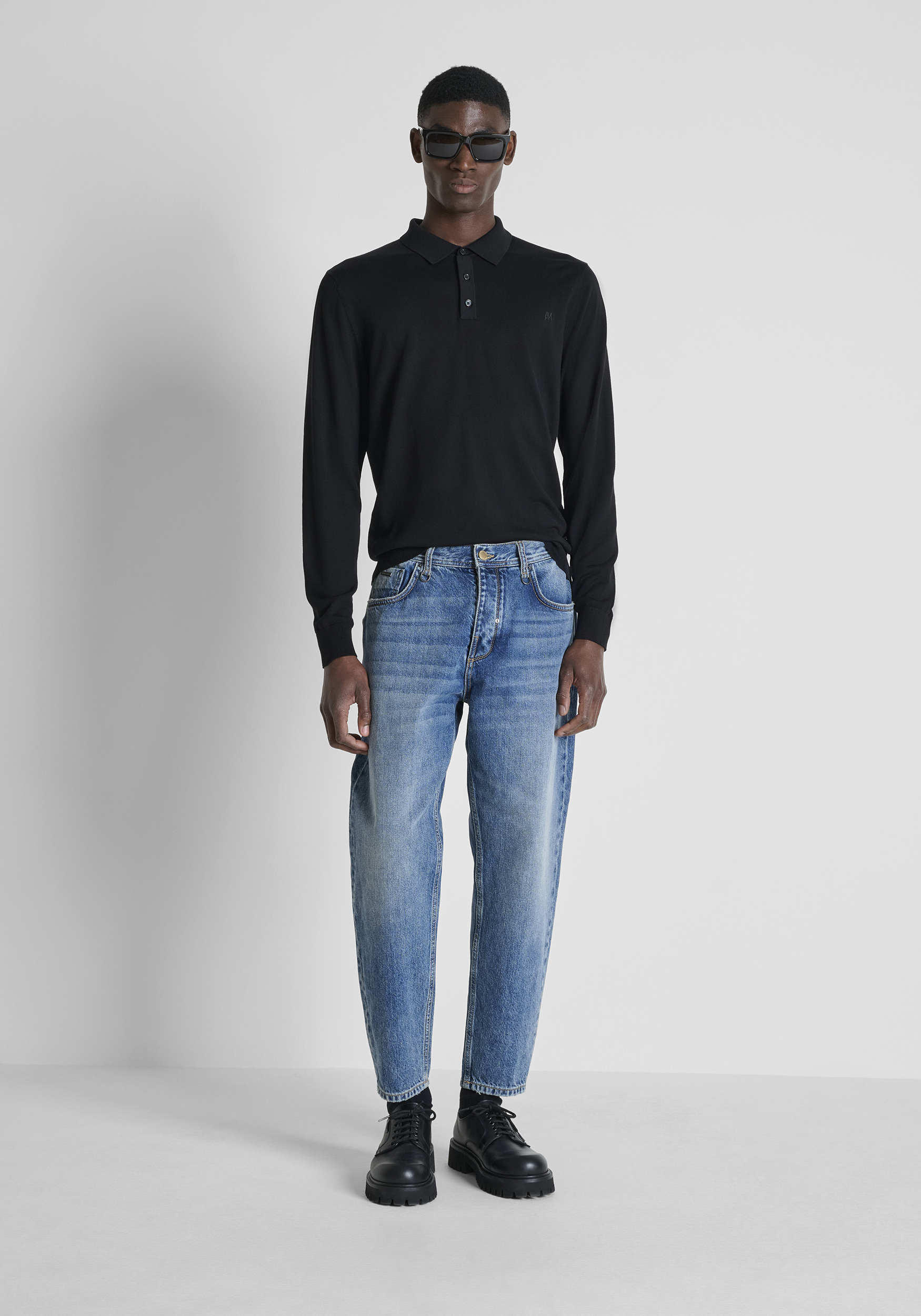 Jeans "Doris" in denim blu baggy fit alla caviglia