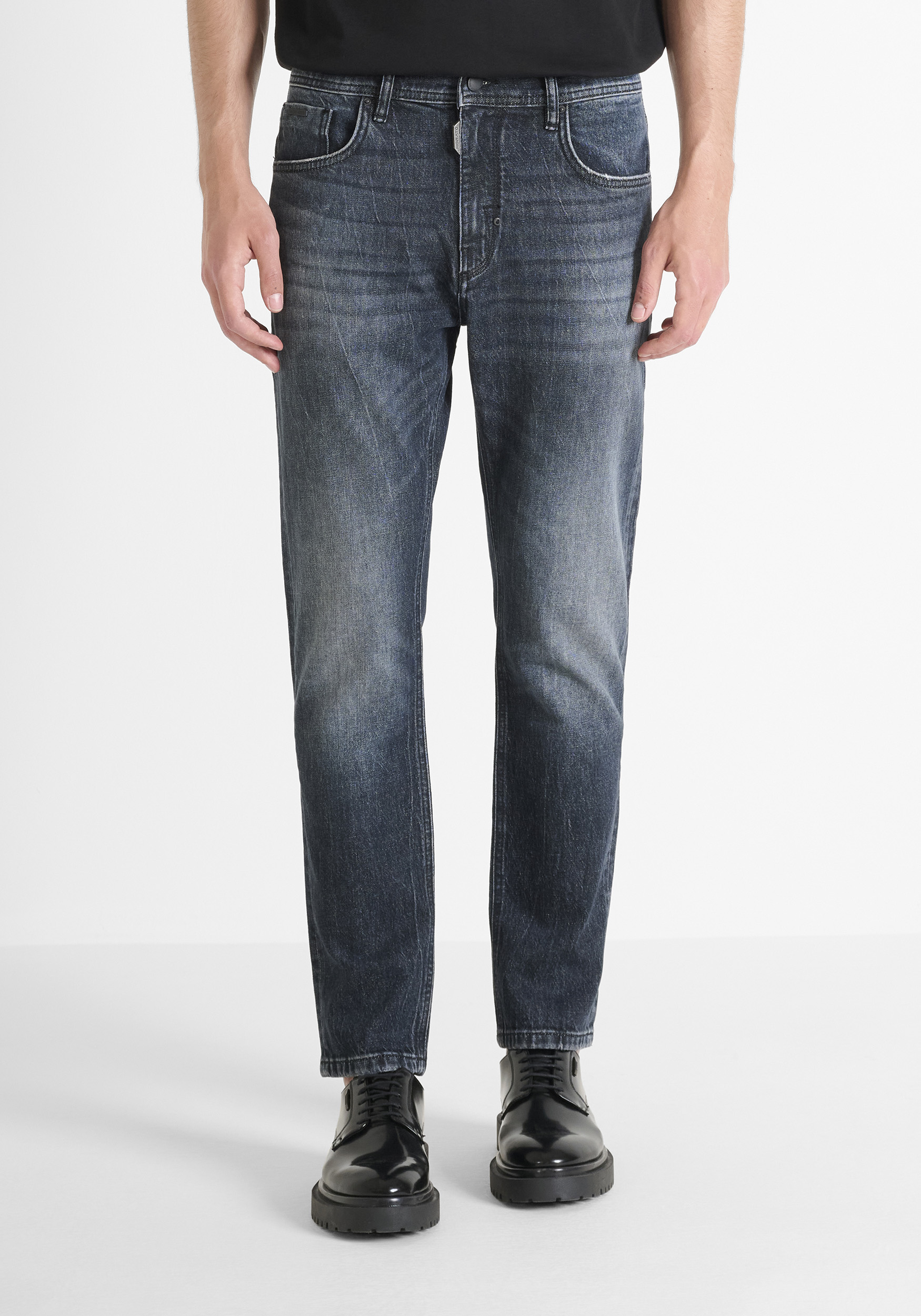 VAQUEROS SLIM CROPPED FIT «JIMI» EN DENIM GRIS