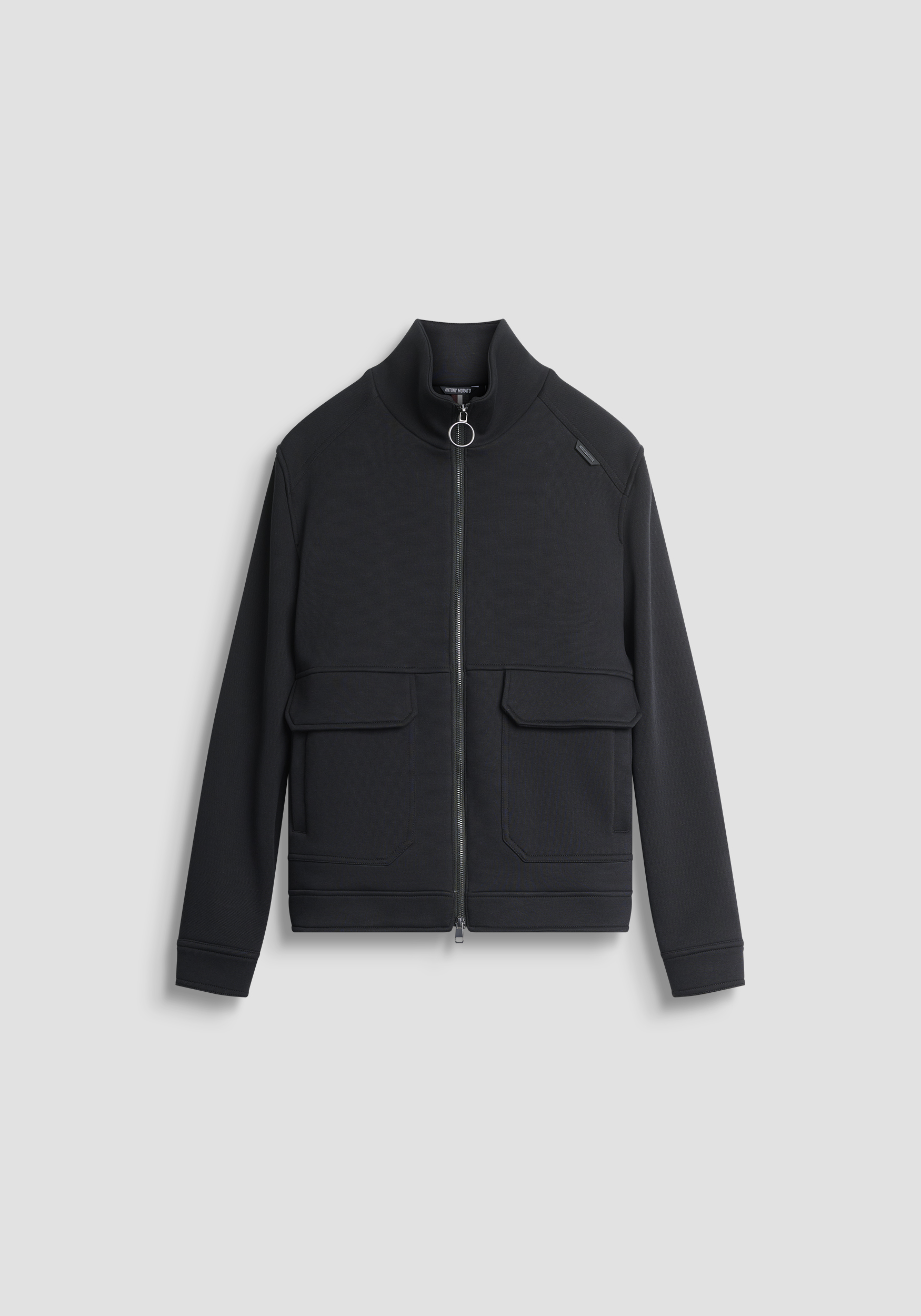 SUDADERA CON CREMALLERA REGULAR FIT EN TEJIDO SCUBA ELÁSTICO