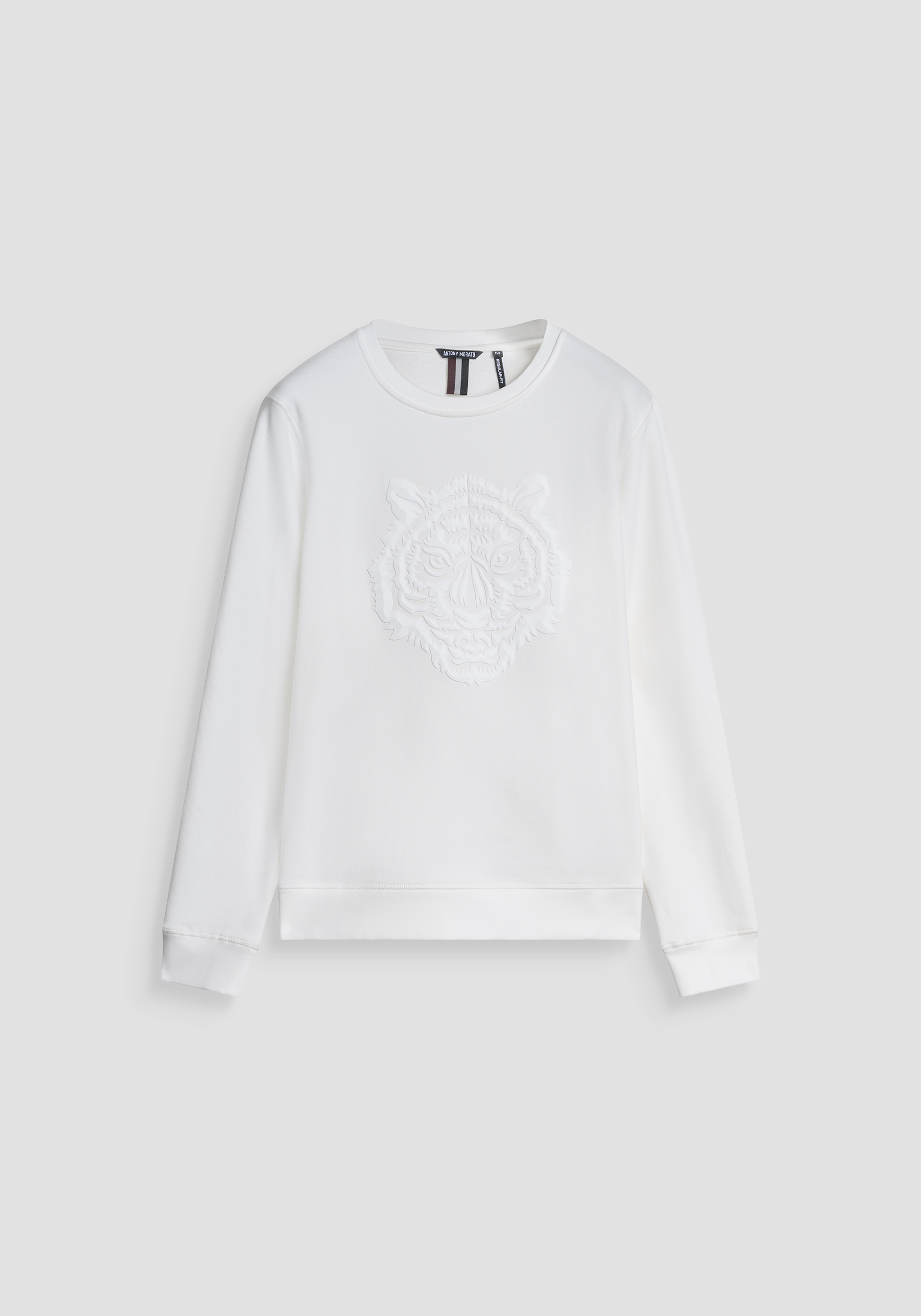 SUDADERA CUELLO REDONDO REGULAR FIT EN MEZCLA ALGODÓN SOSTENIBLE CON ESTAMPADO GEOMÉTRICO