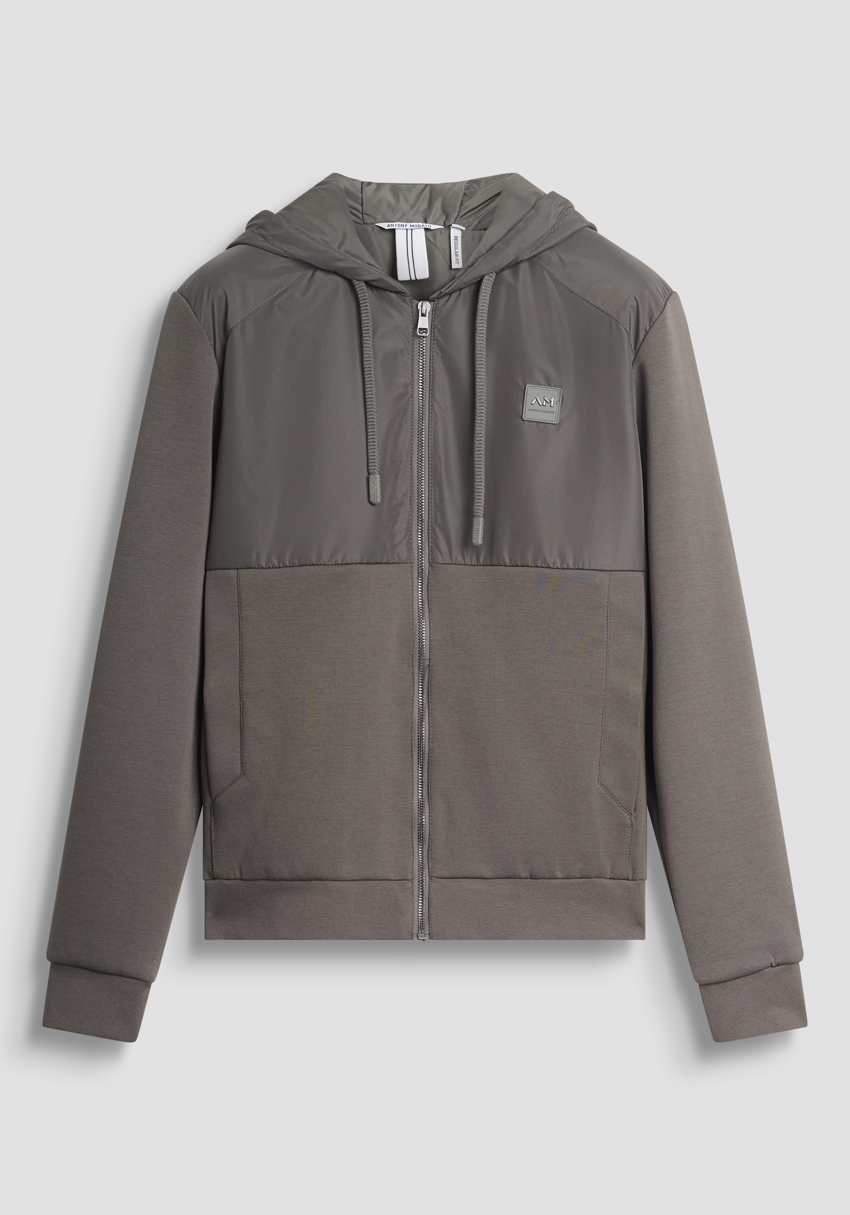 SUDADERA CON CREMALLERA REGULAR FIT EN MEZCLA ALGODÓN CON TEJIDO CONTRASTANTE