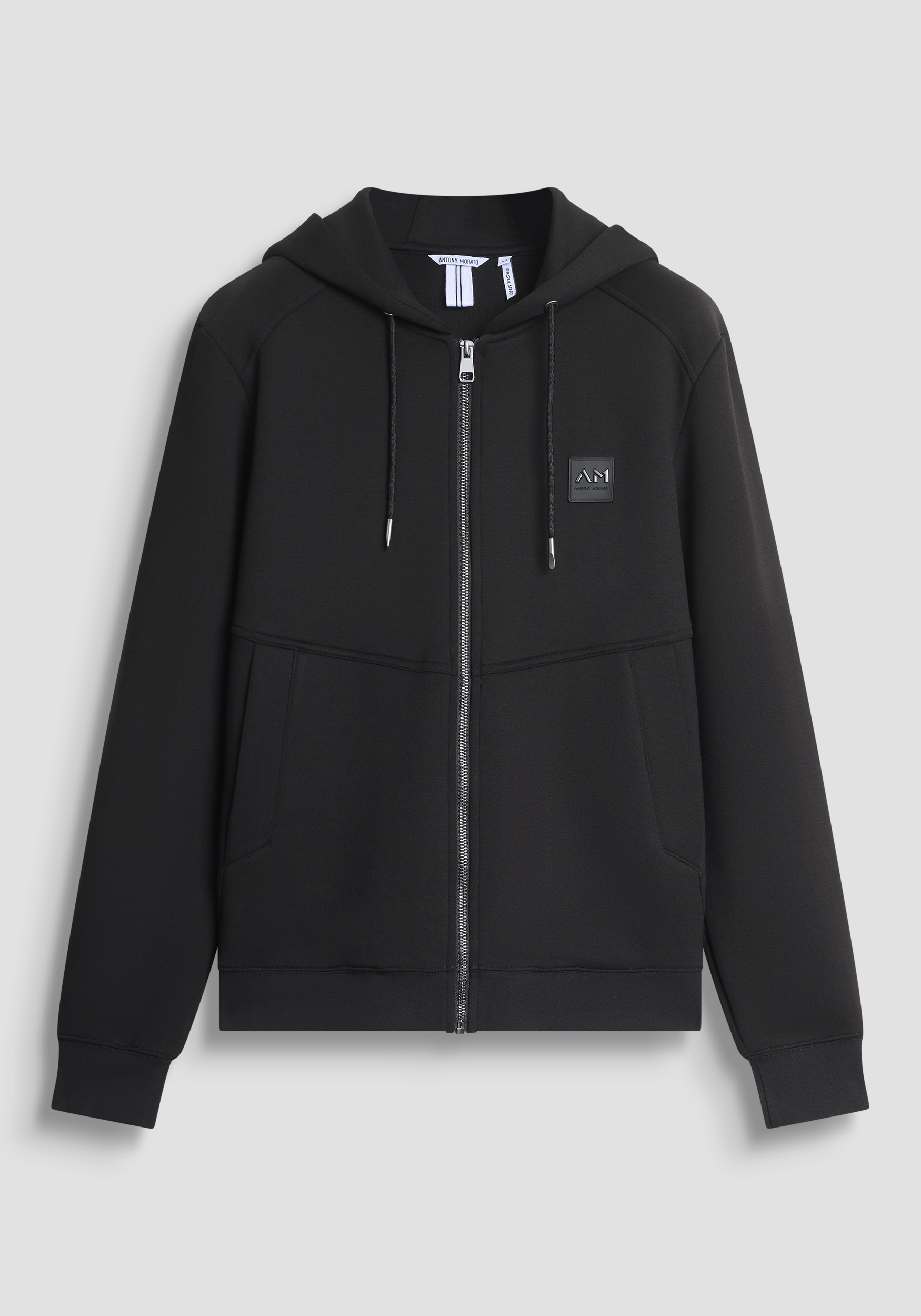 SUDADERA REGULAR FIT CON CREMALLERA EN TEJIDO ELÁSTICO CON LOGOTIPO INSIGNIA ENGOMADO