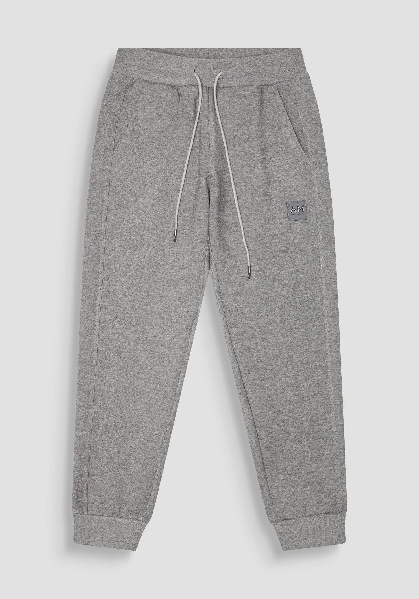 PANTALÓN DE FELPA REGULAR FIT EN MEZCLA DE VISCOSA CON LOGOTIPO ENGOMADO