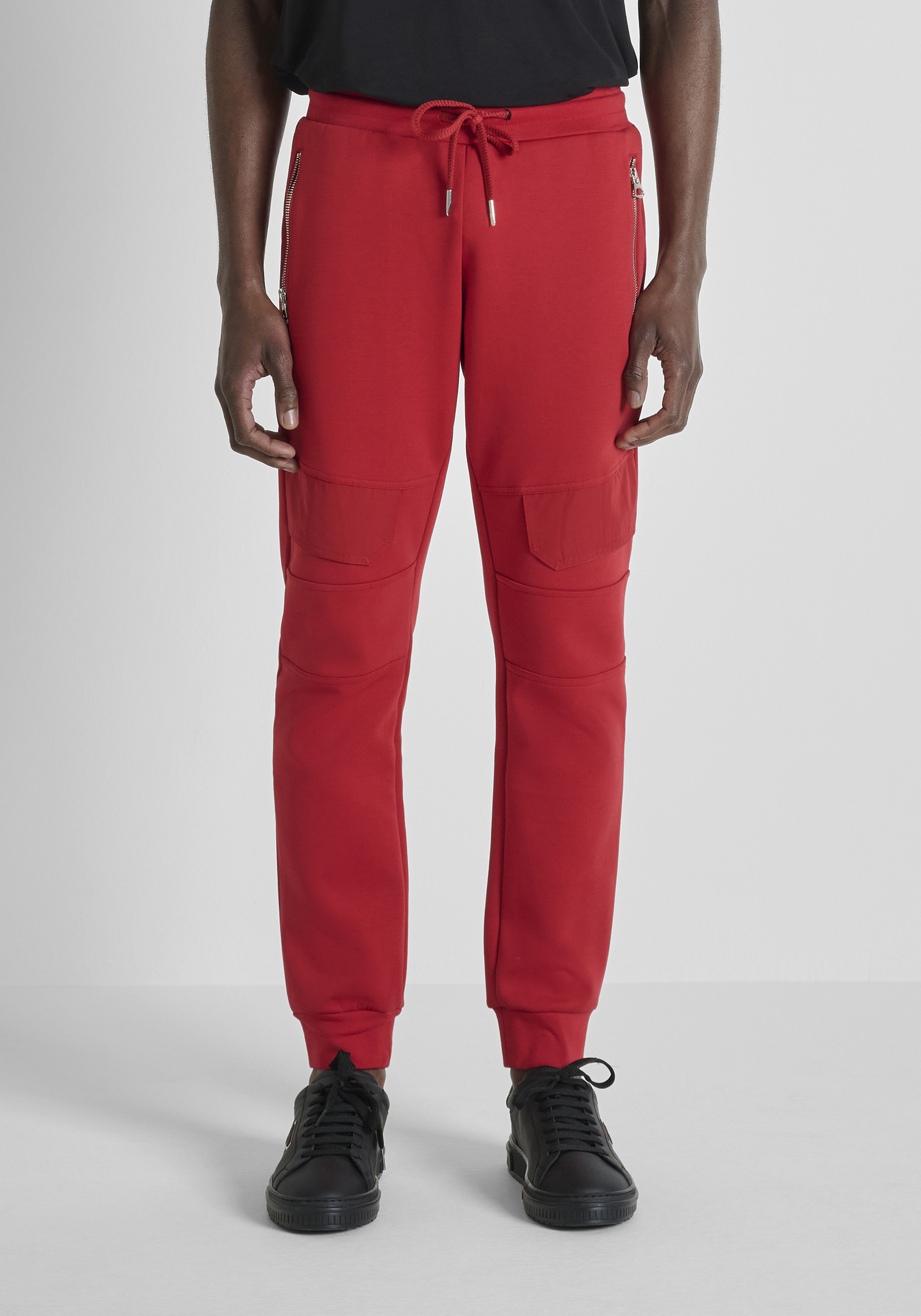 PANTALONES DE FELPA SLIM FIT DE MEZCLA DE ALGODÓN CON BOLSILLOS CON CREMALLERA