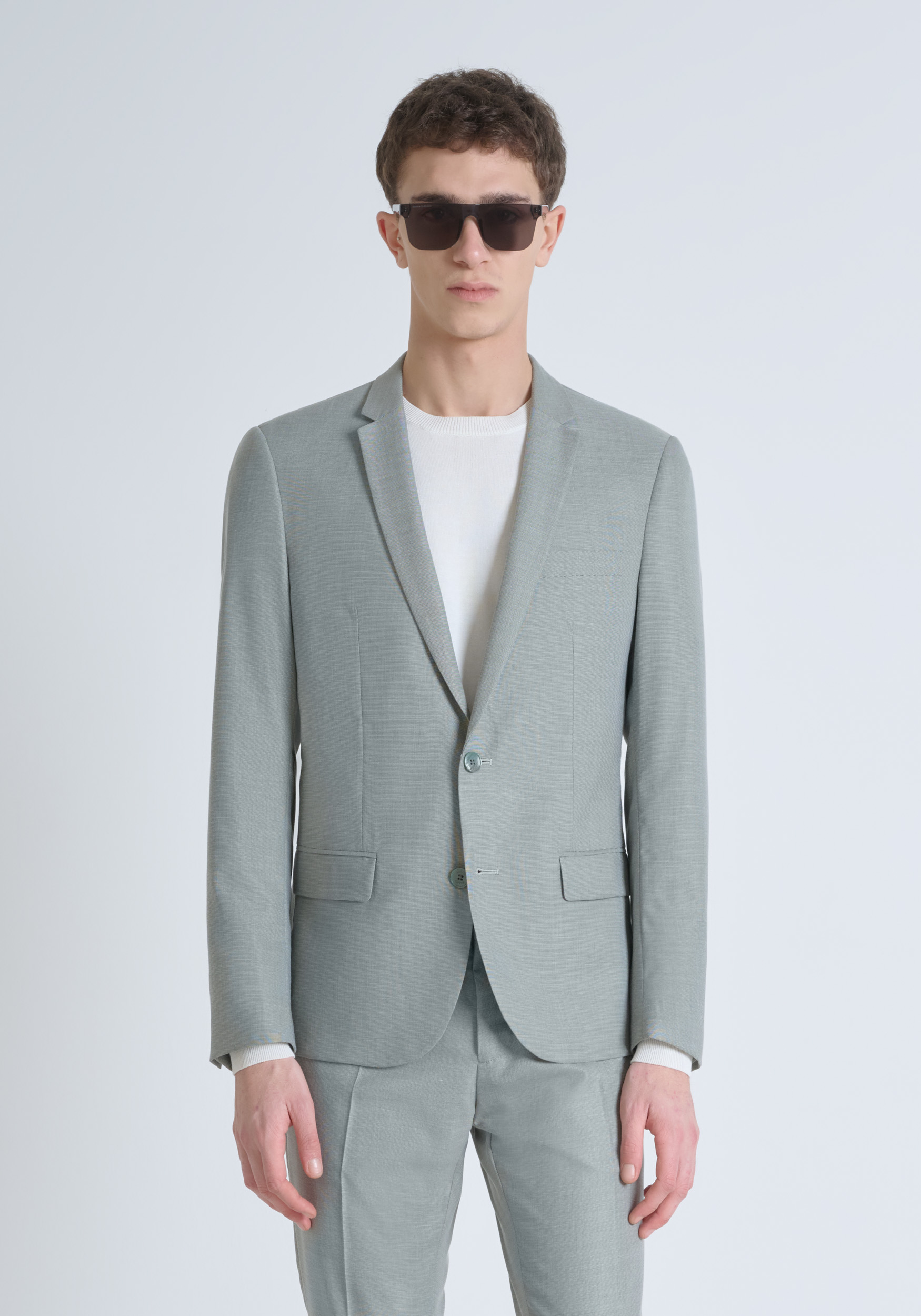 CHAQUETA SLIM FIT «BONNIE» DE MEZCLA DE VISCOSA ELÁSTICA CON ESTAMPADO PRÍNCIPE DE GALES