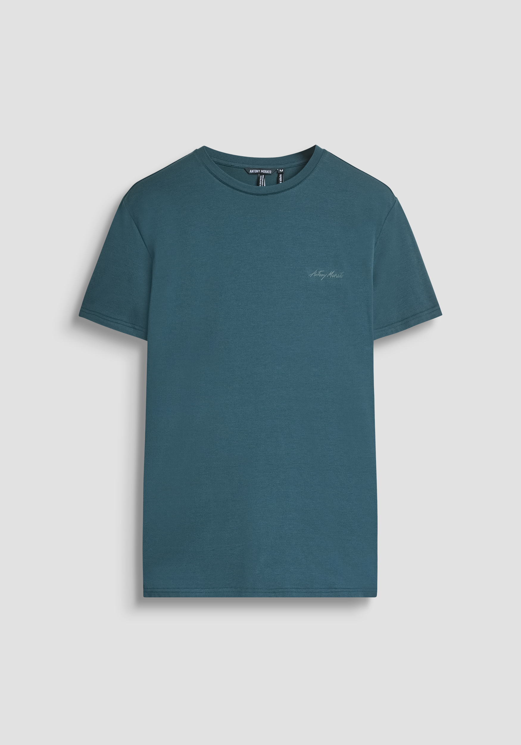 CAMISETA DE CUELLO REDONDO SUPER SLIM FIT EN ALGODÓN MODAL CON LOGOTIPO