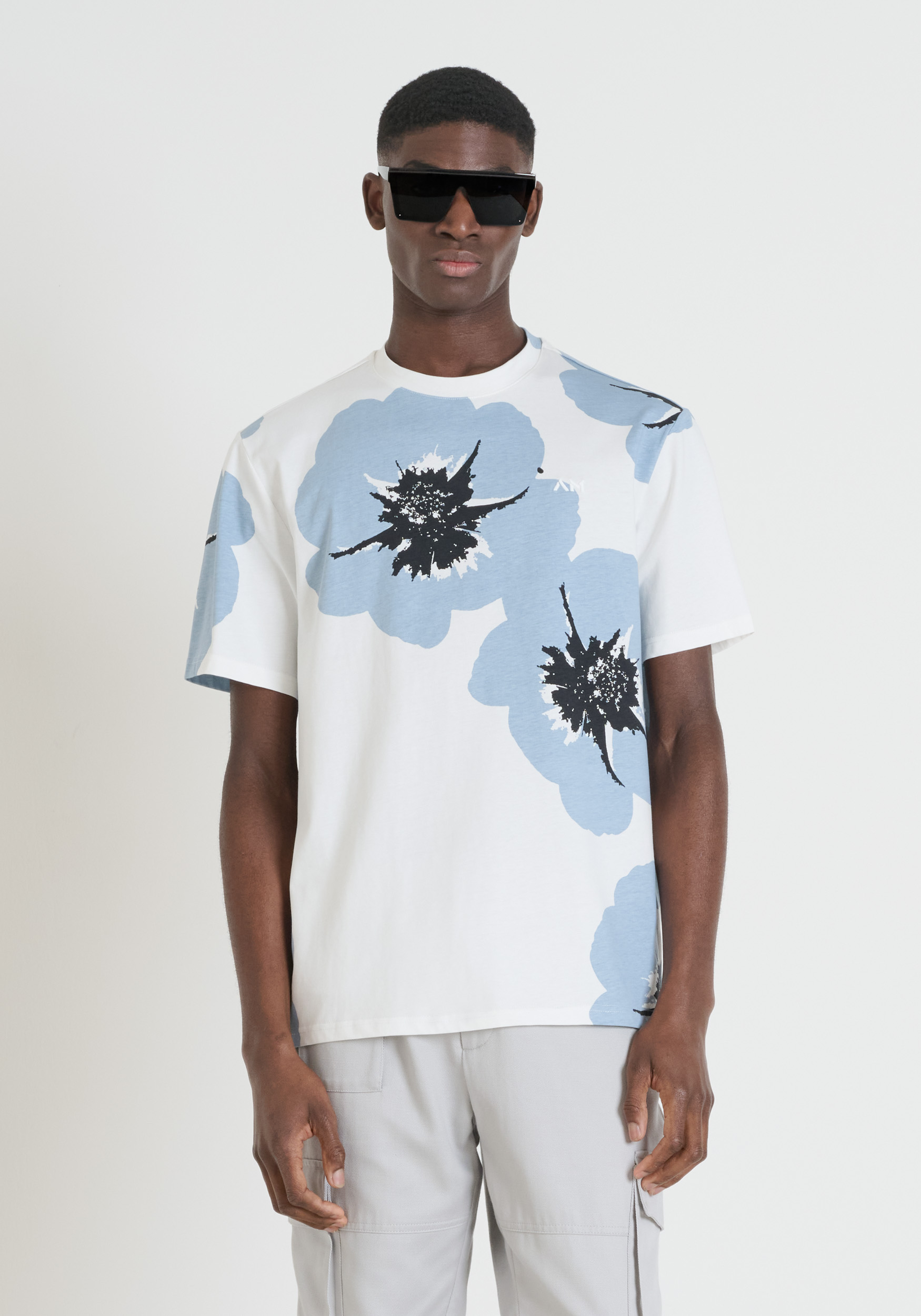 CAMISETA RELAXED FIT DE ALGODÓN ESTAMPADO CON LOGOTIPO BORDADO