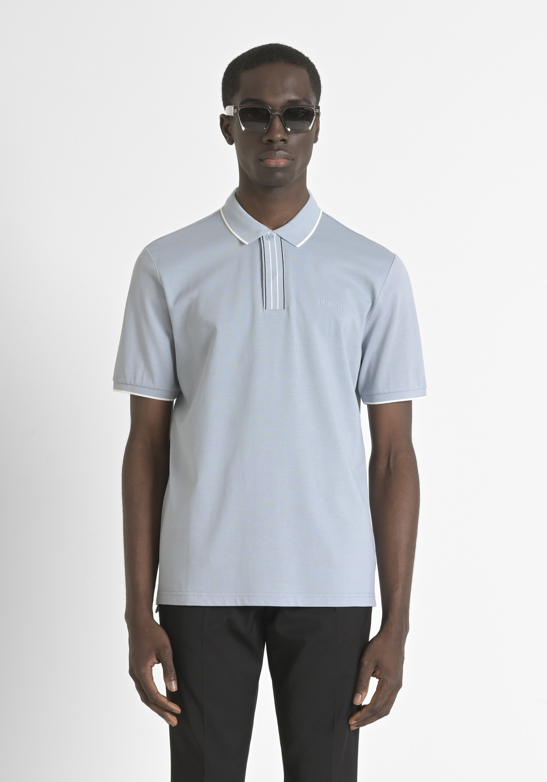 POLO REGULAR FIT IN PIQUET COTTON WITH RUBBER LOGO PRINT